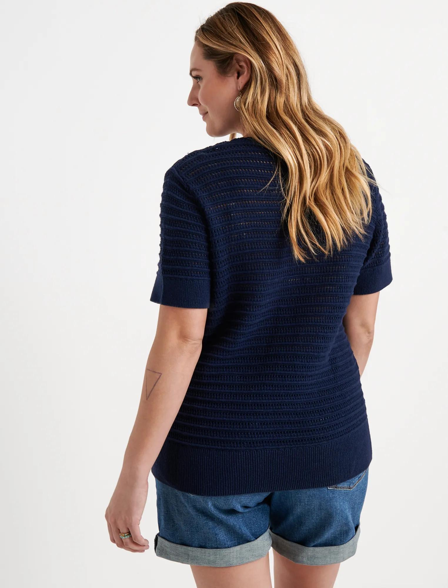 SHORT SLEEVE CROCHET SWEATER, image 3