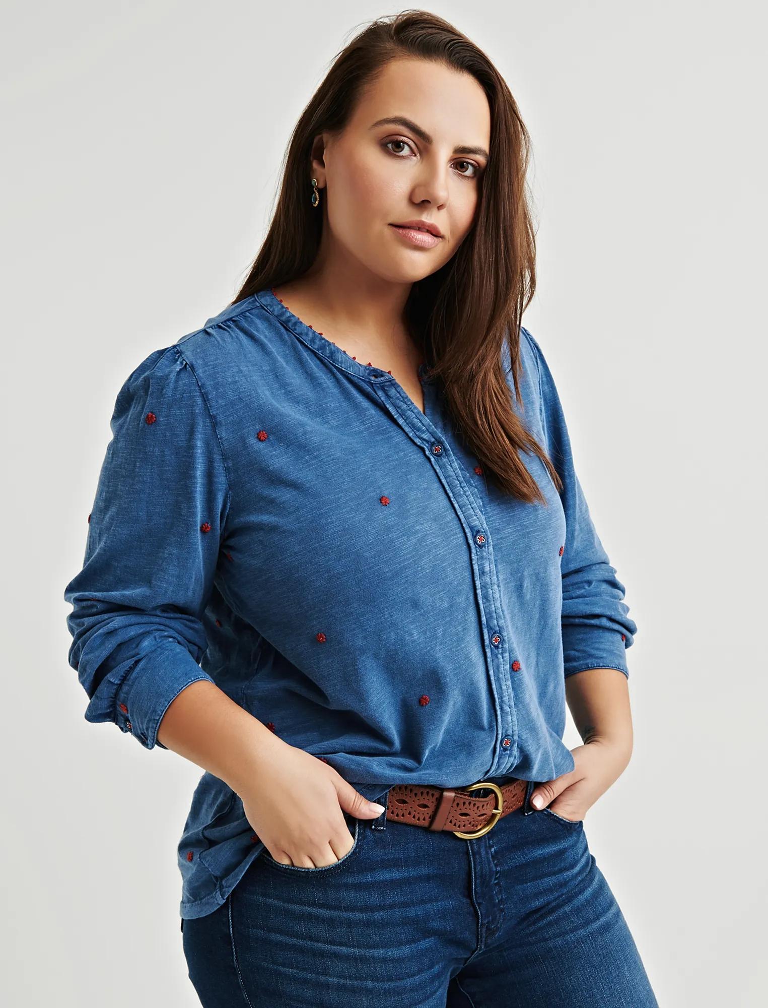 WASHED EMBROIDERED TOP, image 1