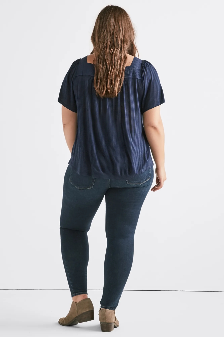 SHADOW STRIPE PEASANT TOP, image 3