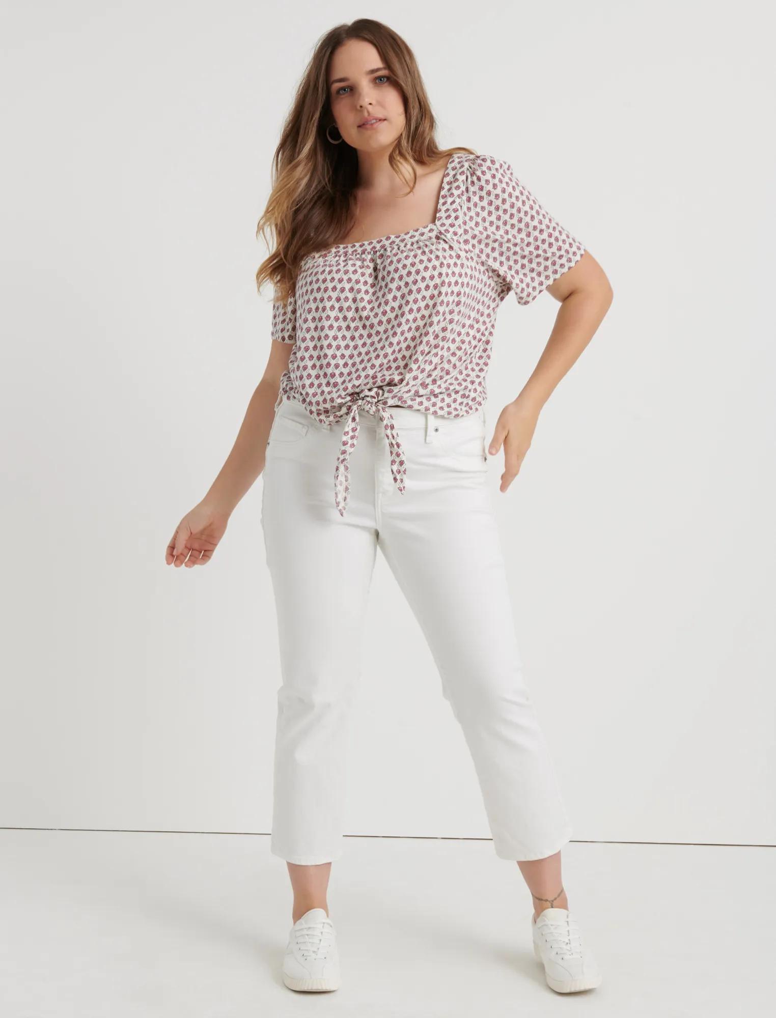 PRINTED TIE FRONT TOP, image 4