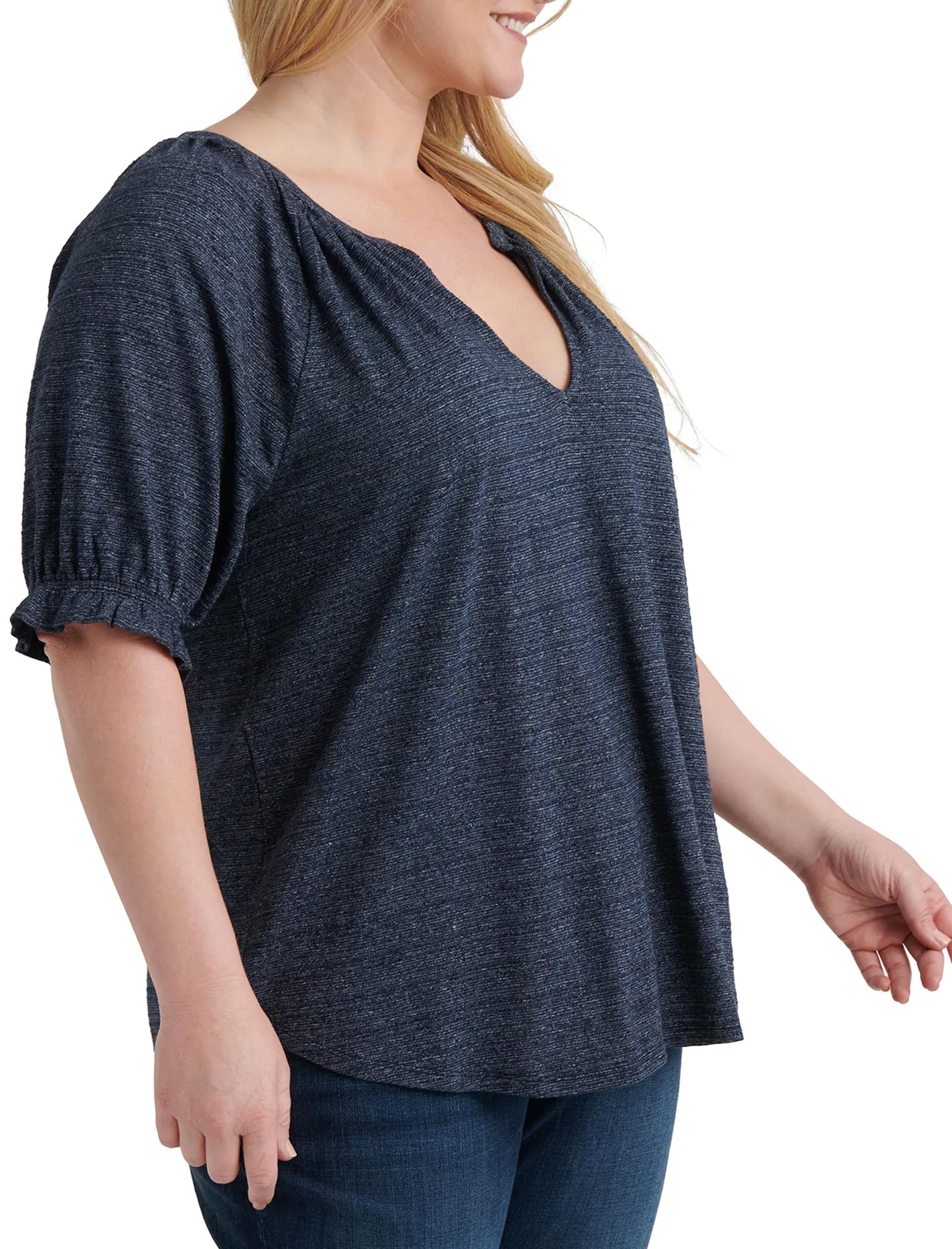 TEXTURED SHORT SLEEVE PEASANT, image 2