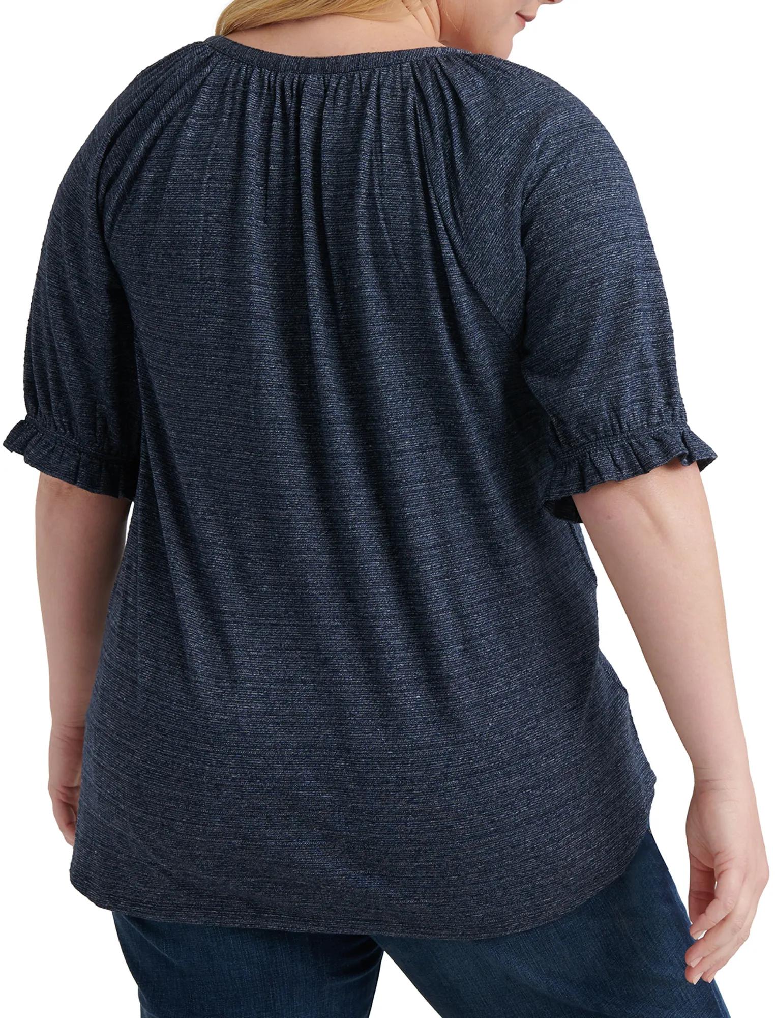 TEXTURED SHORT SLEEVE PEASANT, image 3