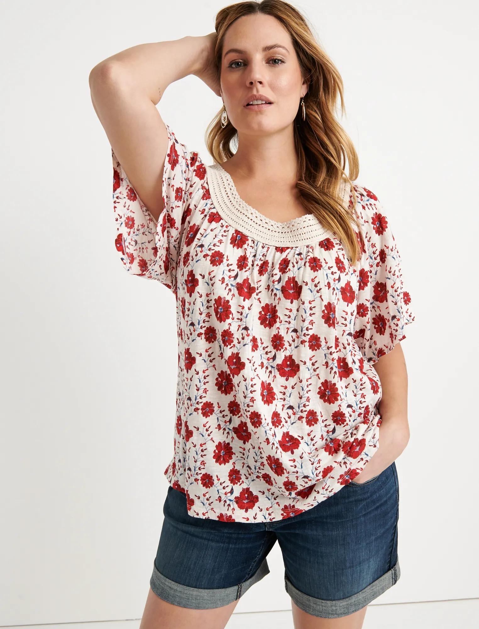 CROCHET SHORT SLEEVE TEE, image 1