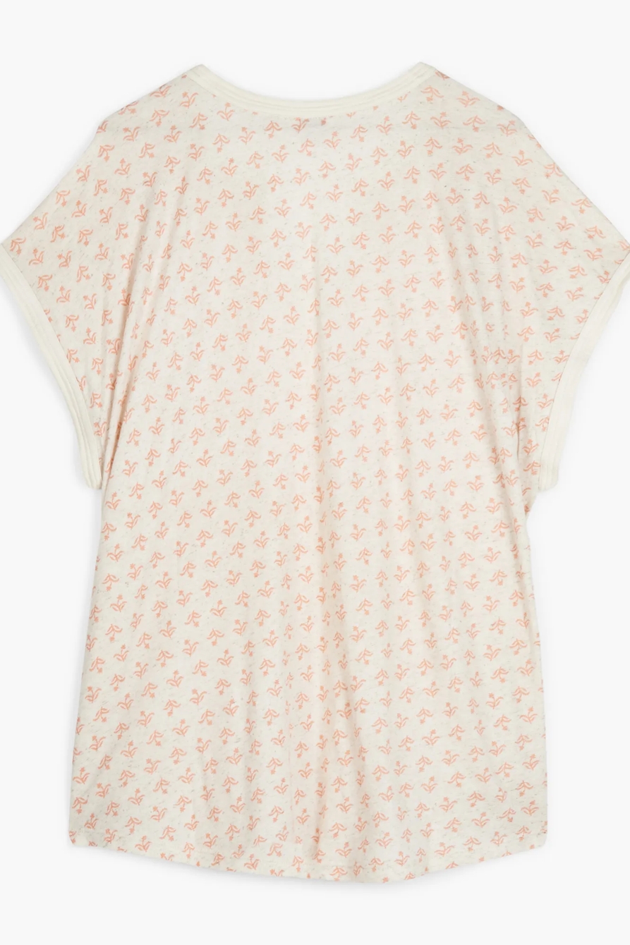 BLOCK PRINT SLIT NECK TOP, image 2
