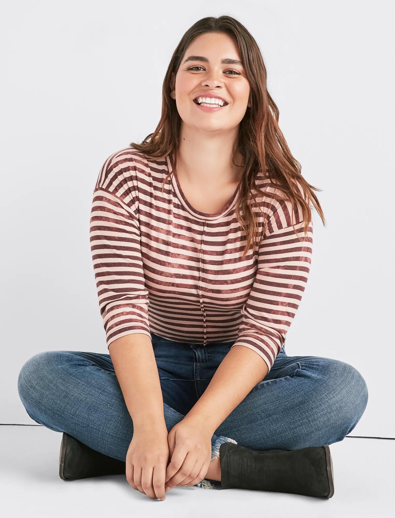 STRIPES 3/4 SLEEVE TEE, image 1