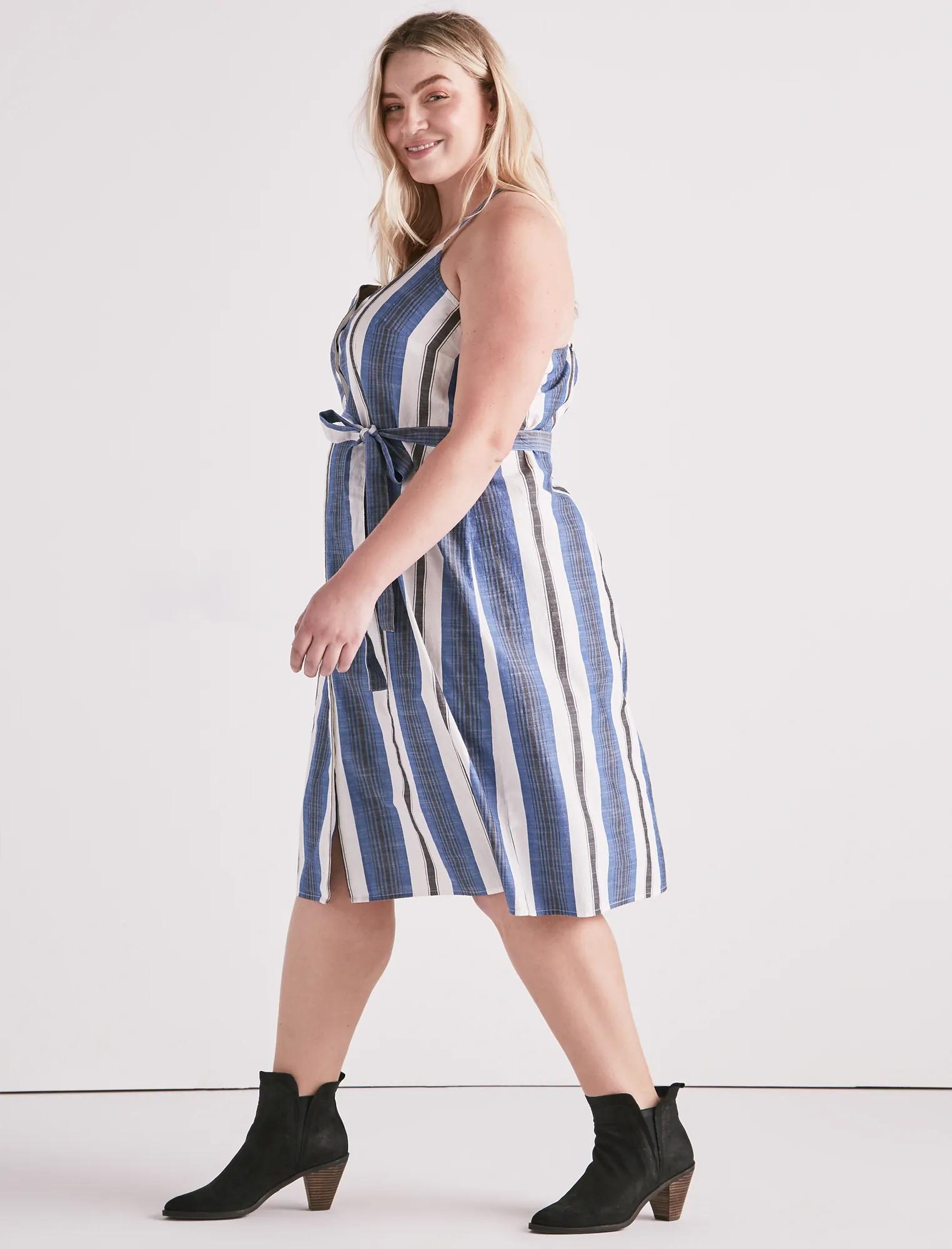 STRIPE BUTTON FRONT DRESS, image 2