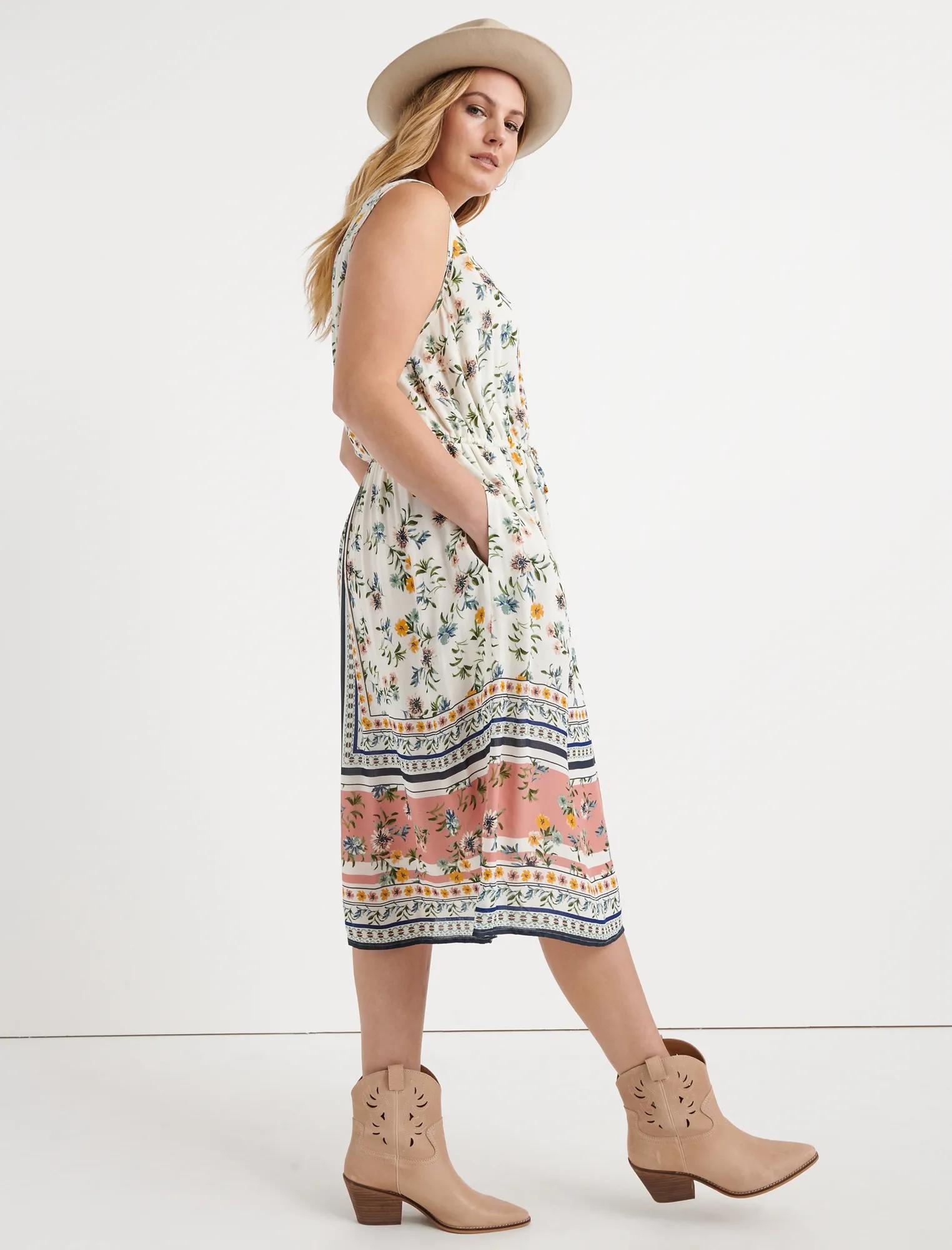 BORDER PRINT MIDI DRESS, image 2