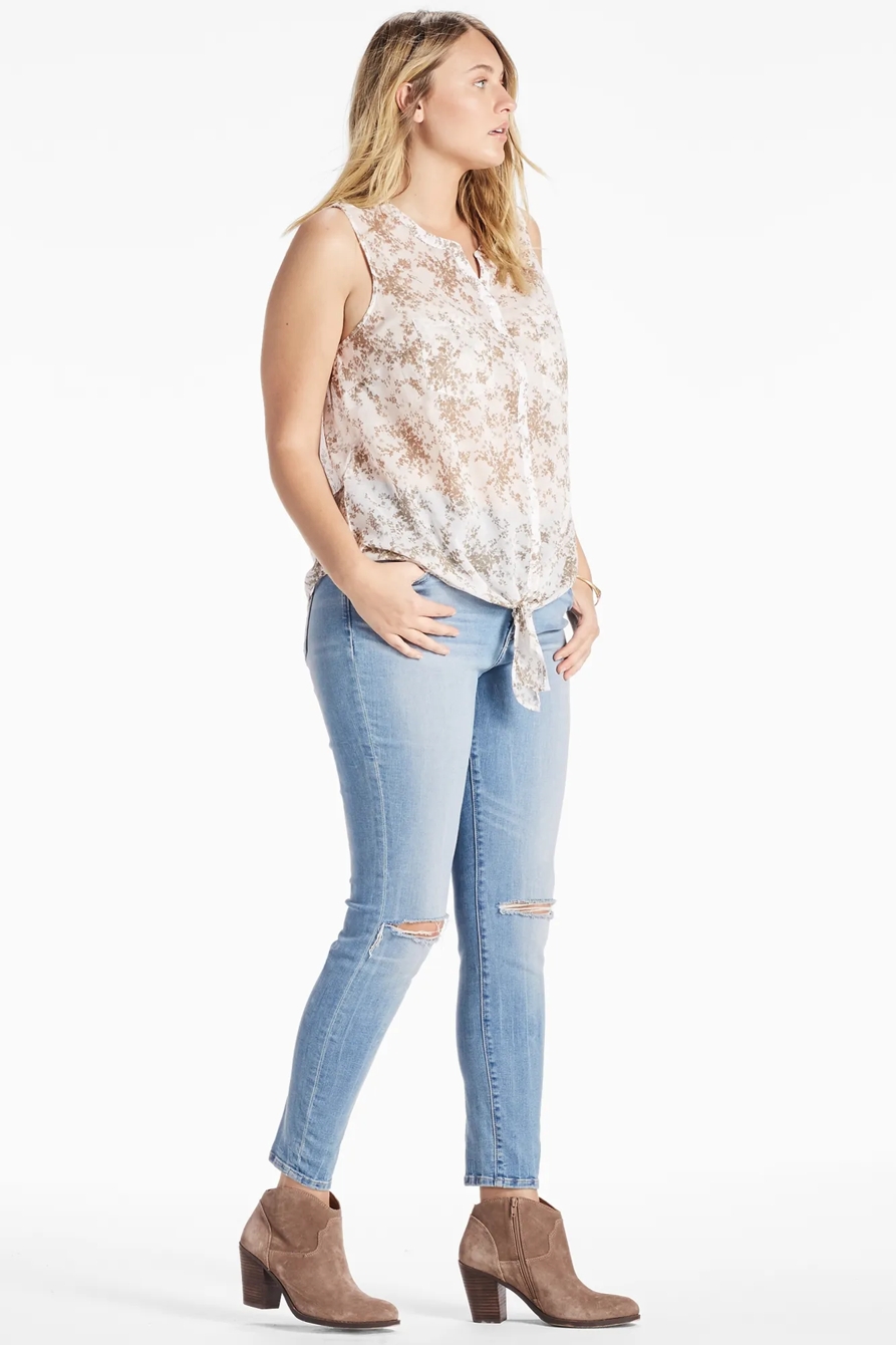 Sleeveless Printed Tie Front Top, image 2