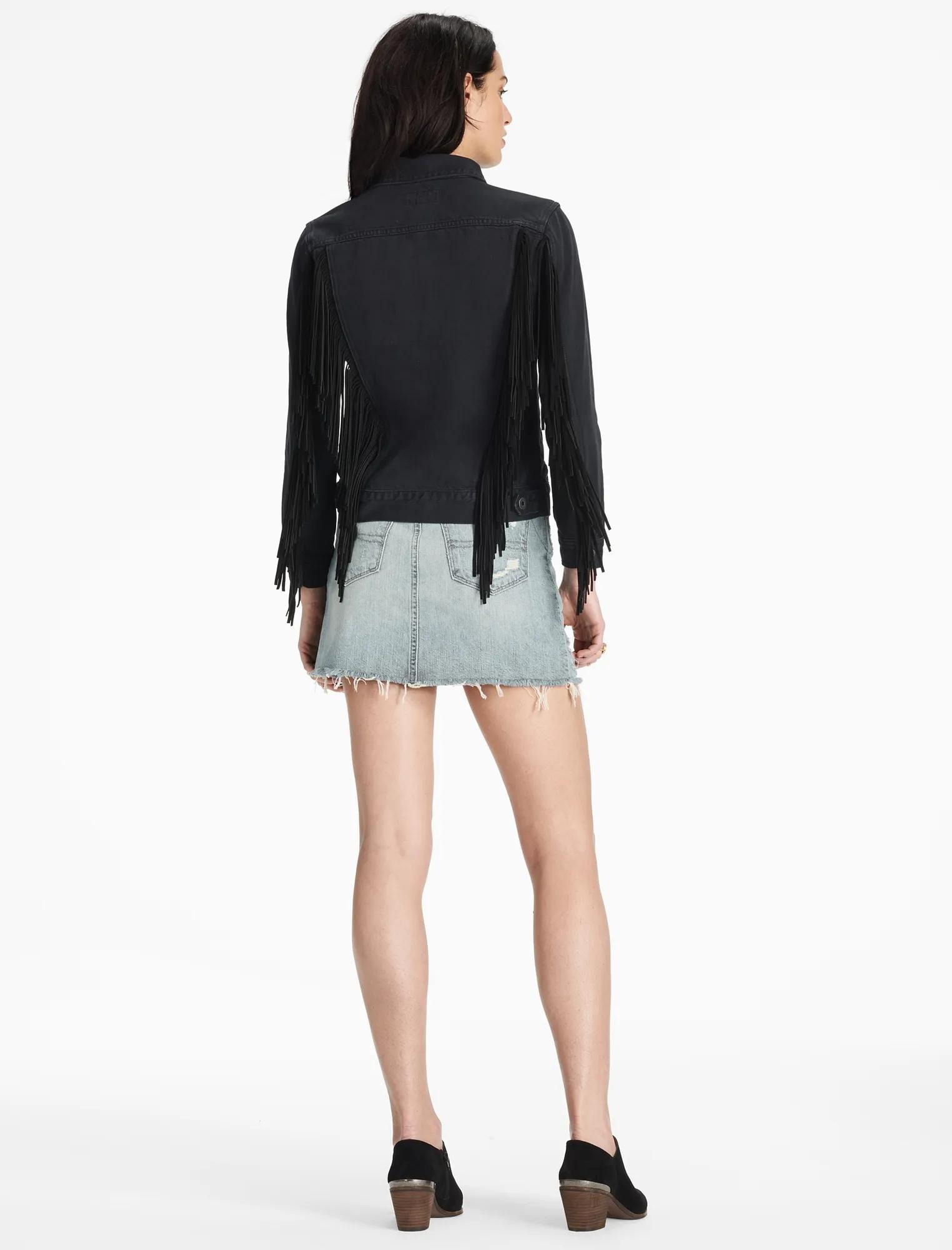 FRINGE DENIM TRUCKER JACKET, image 3