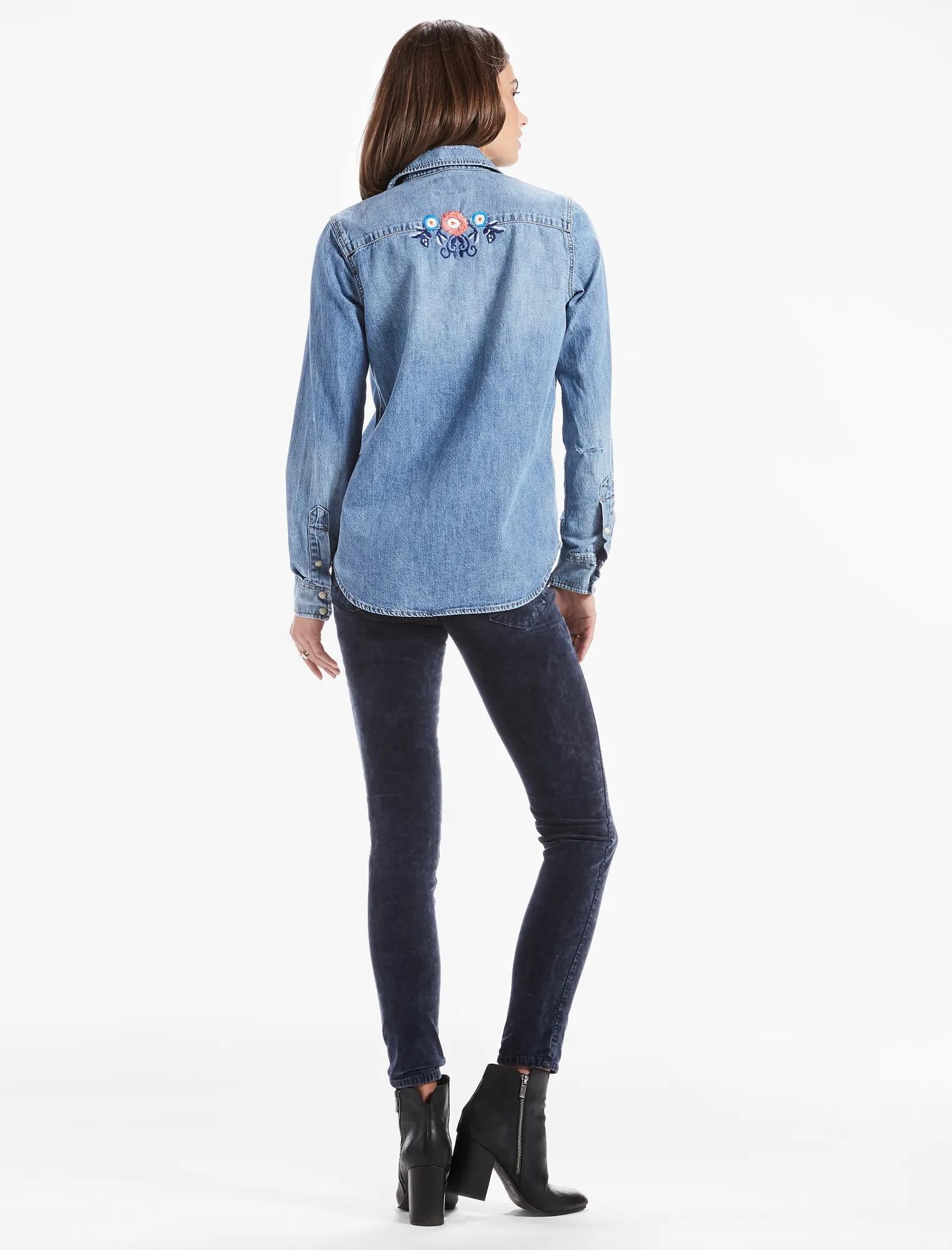 FLORAL EMBROIDERED DENIM WESTERN SHIRT, image 3