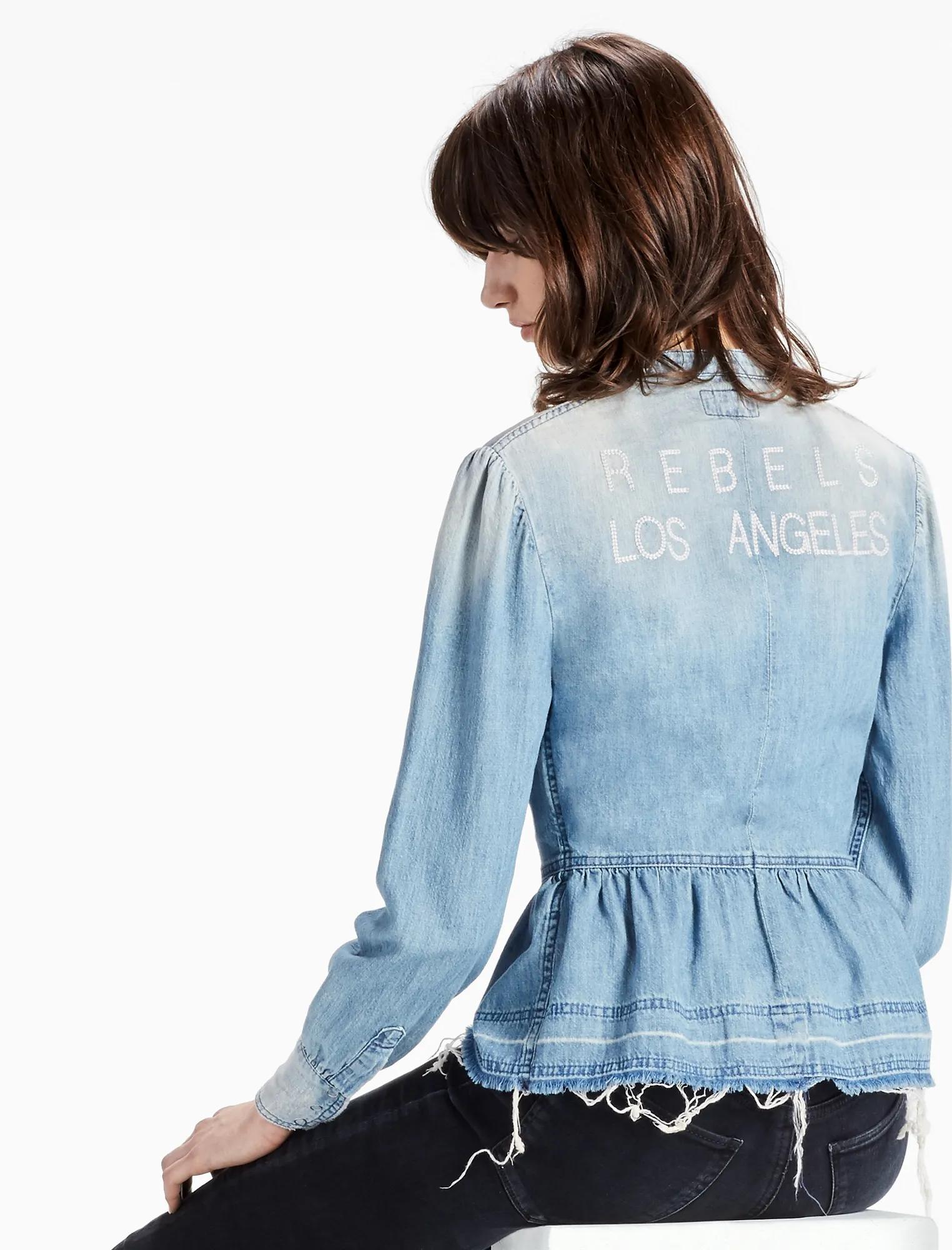 REBELS LOS ANGELES PEPLUM DENIM SHIRT, image 1