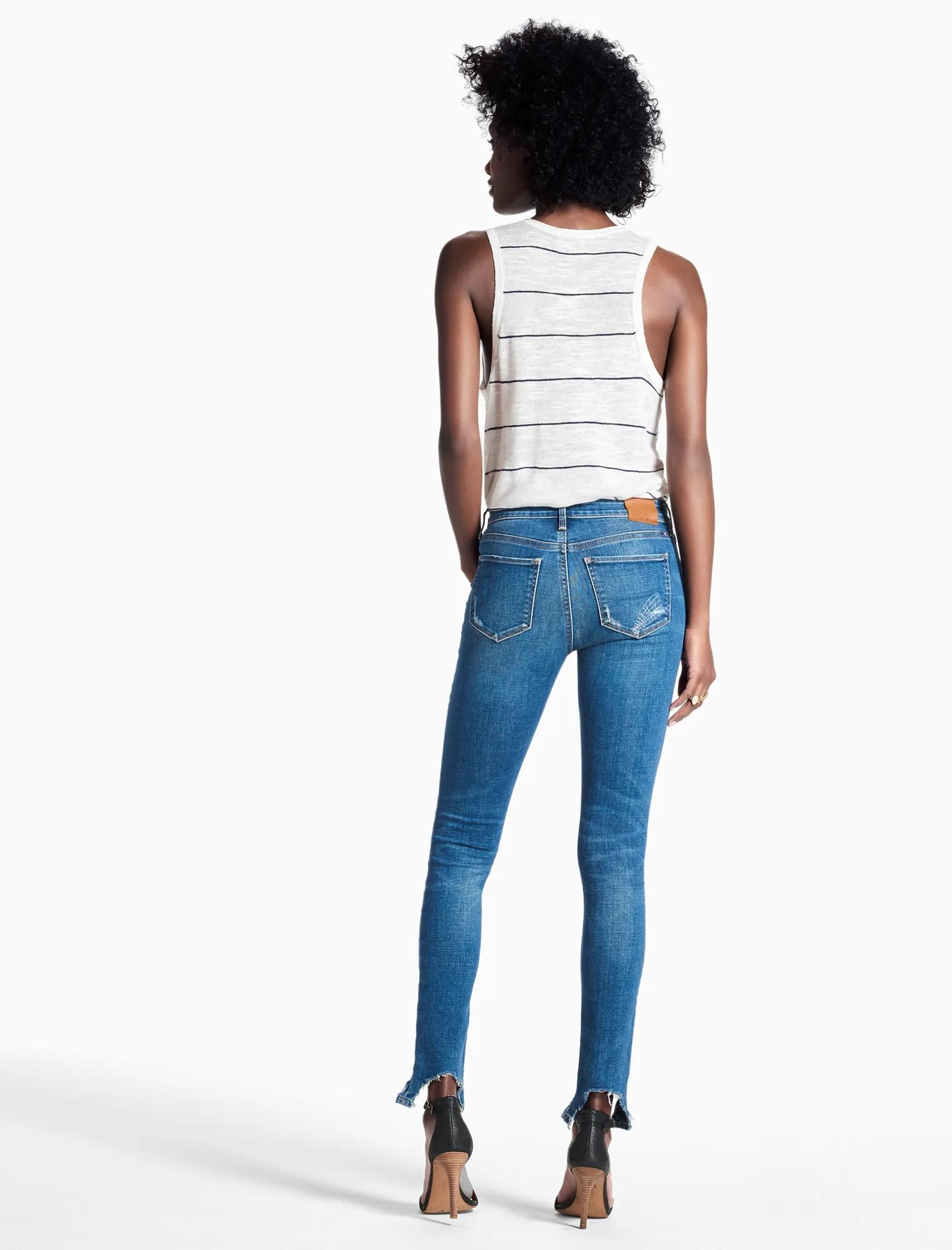 AVA MID RISE SKINNY JEAN WITH CHEWED HEM, image 3