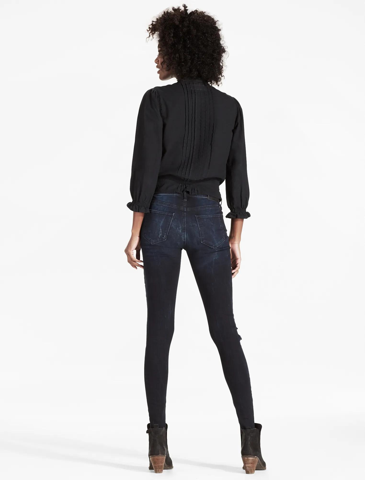 BLACK DENIM SHIRT WITH PINTUCKS, image 3