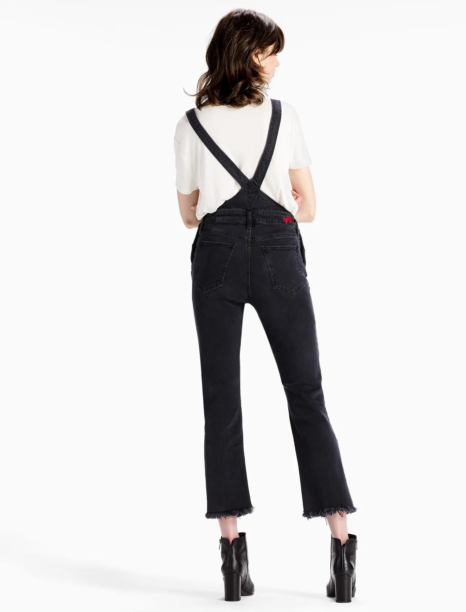 BRIDGETTE CROP FLARE DENIM OVERALL, image 3