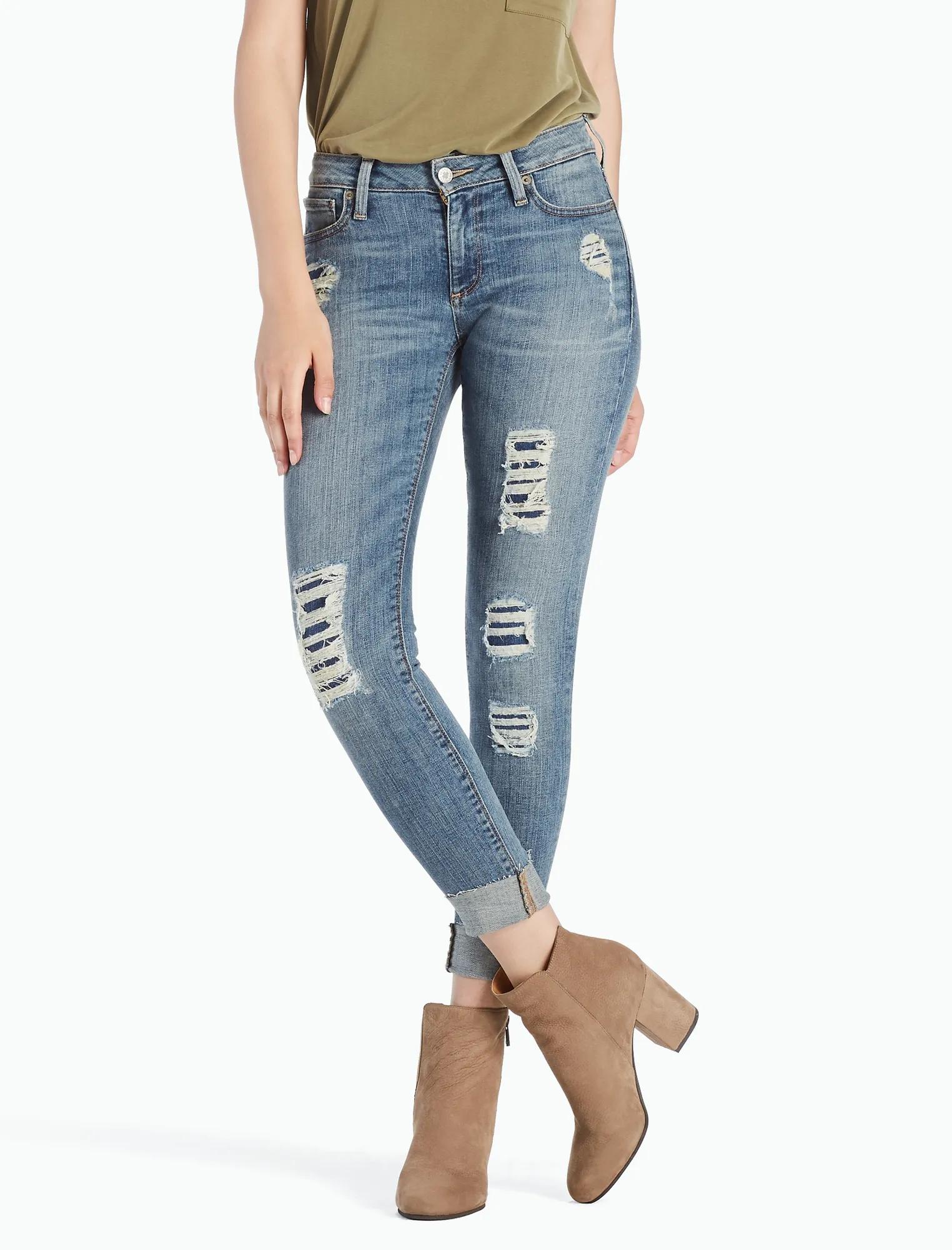 SASHA SUPER SKINNY MID RISE RIP & REPAIR LEGGING JEAN, image 1