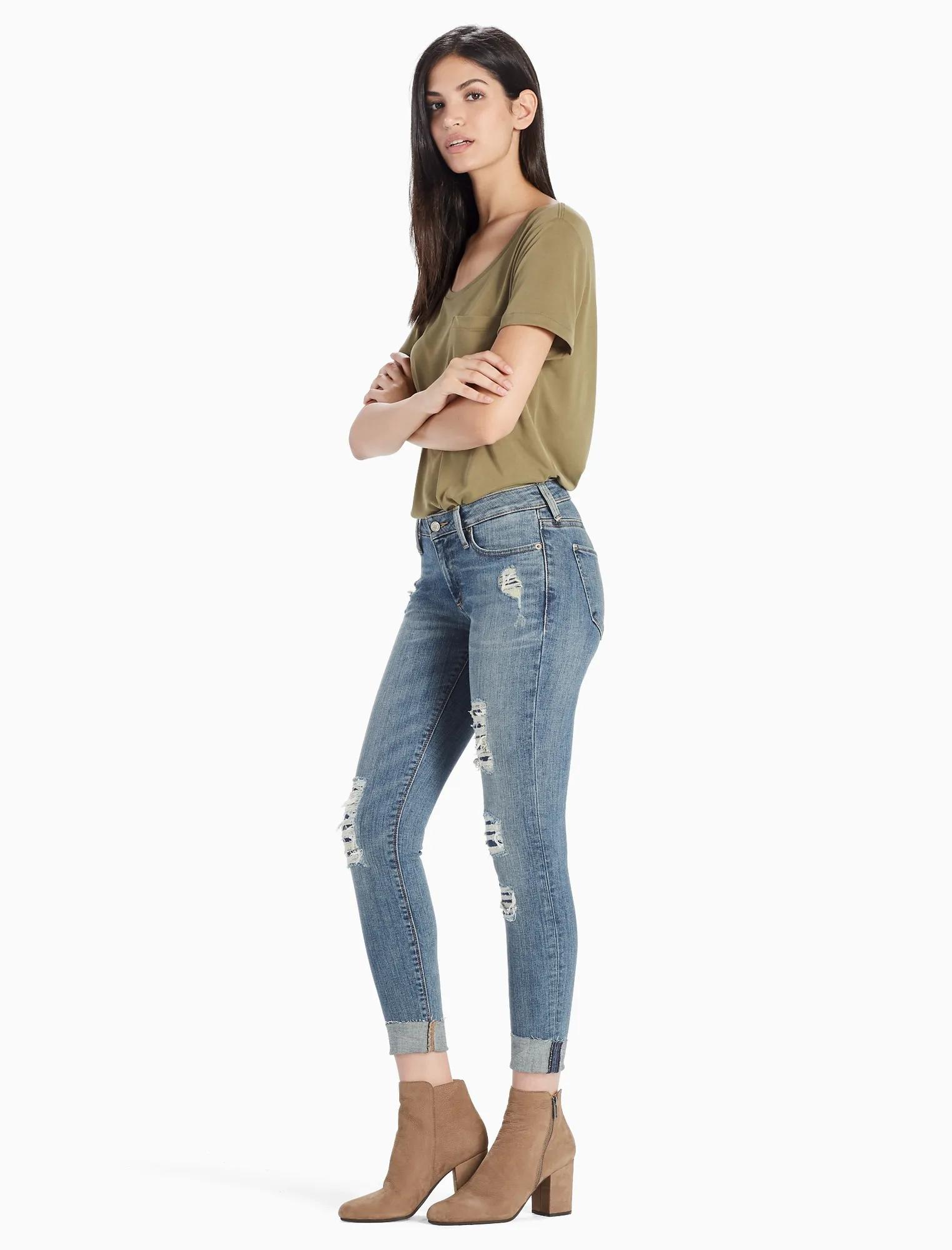 SASHA SUPER SKINNY MID RISE RIP & REPAIR LEGGING JEAN, image 2