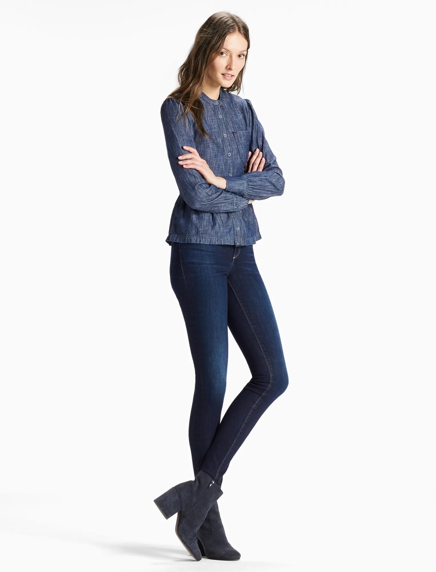 PEPLUM CHAMBRAY SHIRT IN AQUA PURA, image 2