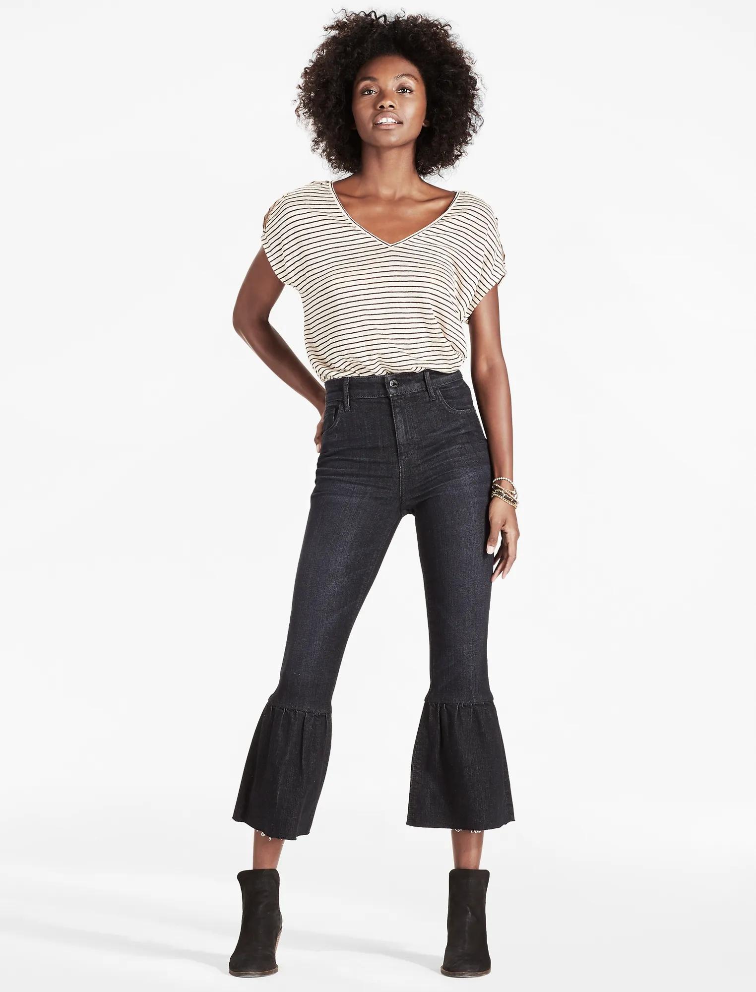 HIGH RISE CROPPED RUFFLE FLARE JEAN | Lucky Brand