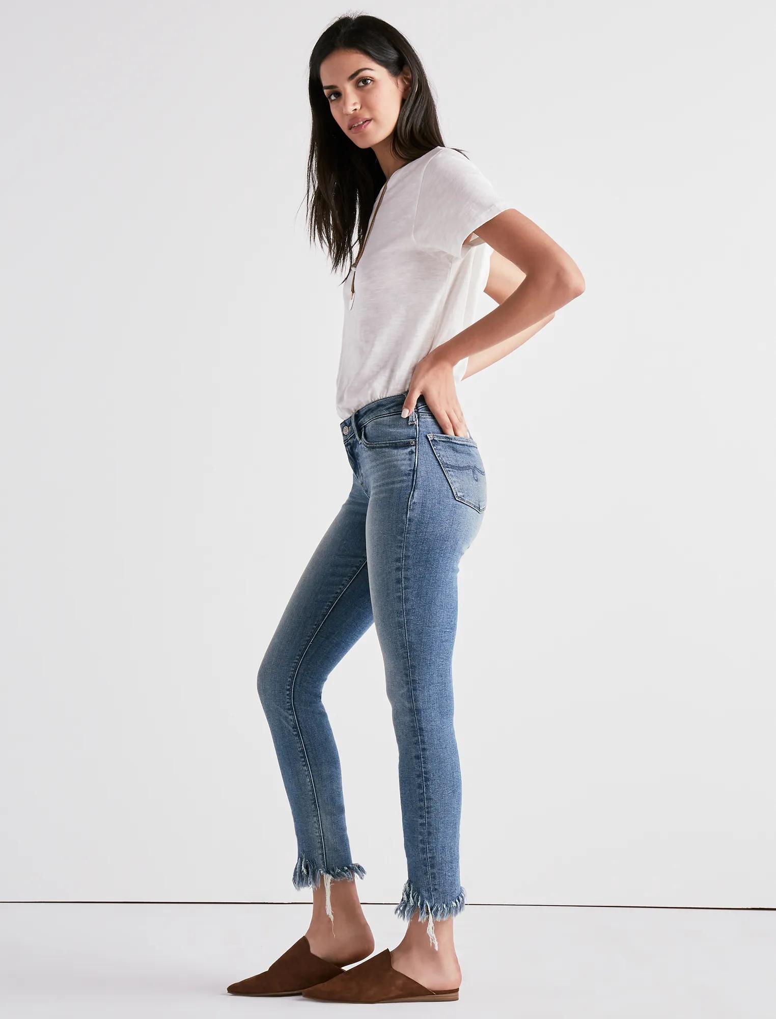 LOLITA MID RISE SKINNY JEAN WITH FRINGED HEM, image 2