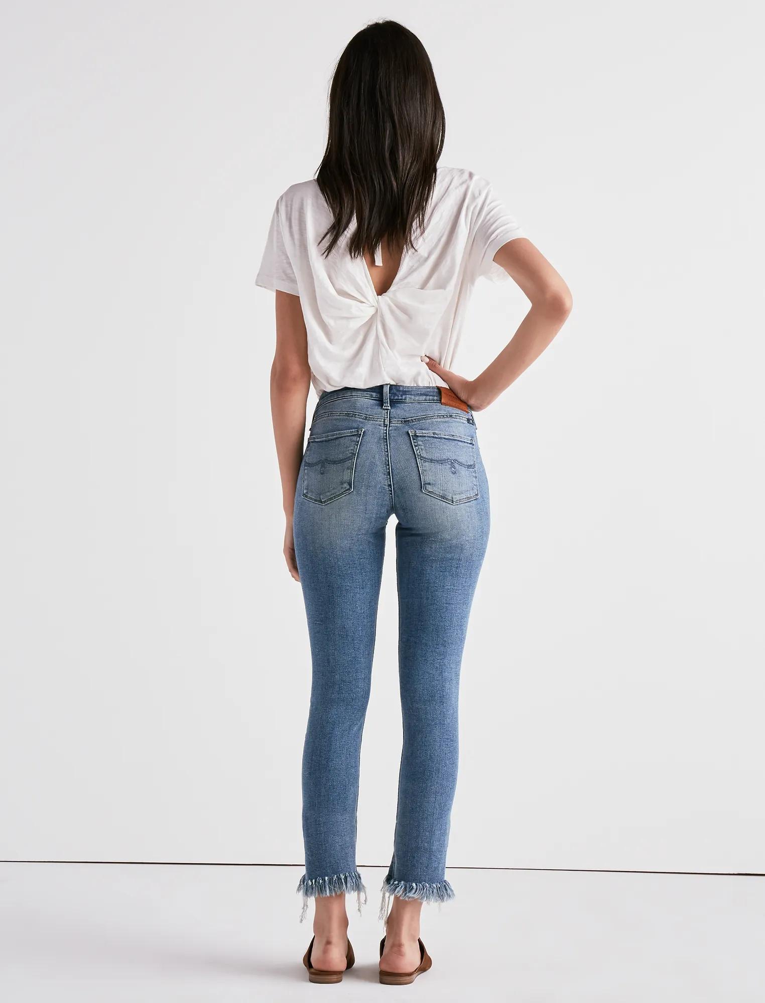 LOLITA MID RISE SKINNY JEAN WITH FRINGED HEM, image 3