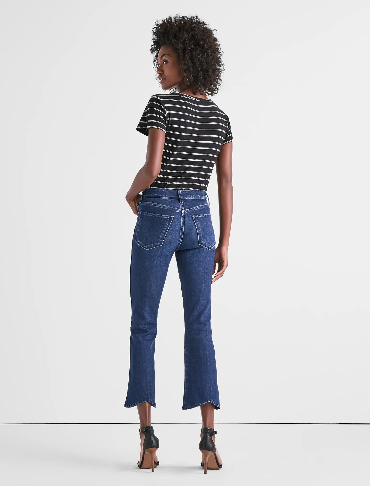 LACE UP BRIDGETTE CROP FLARE JEAN IN TIGRIS, image 3