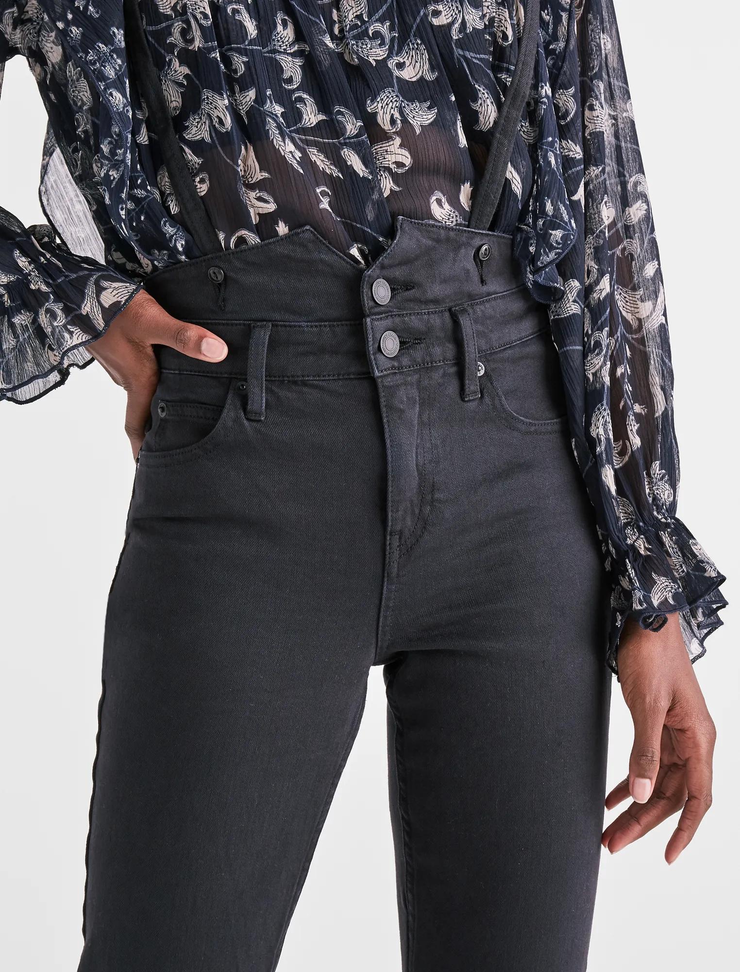 BRIDGETTE HIGH RISE SKINNY JEANS WITH SUSPENDERS, image 4