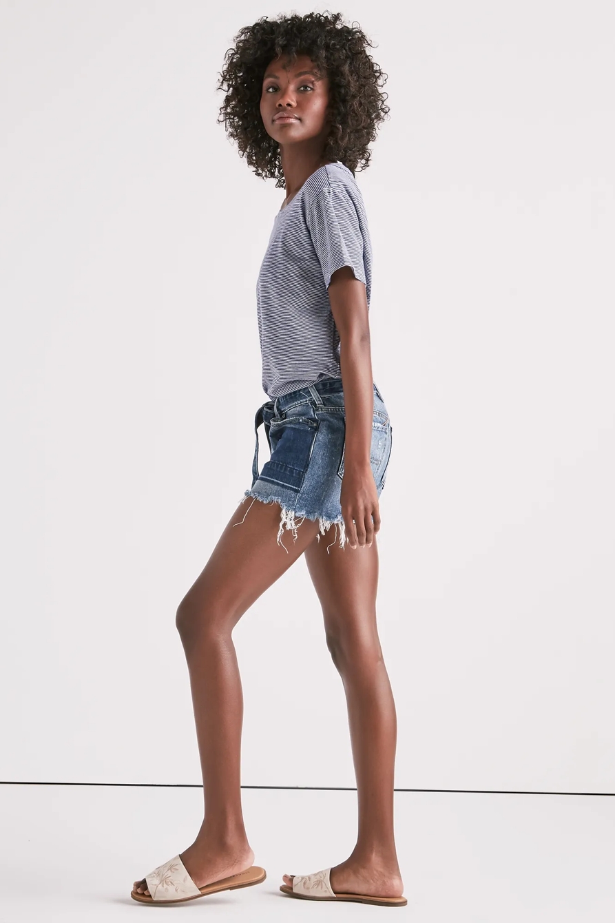 BOYFRIEND DENIM SHORT WITH TIE, image 2