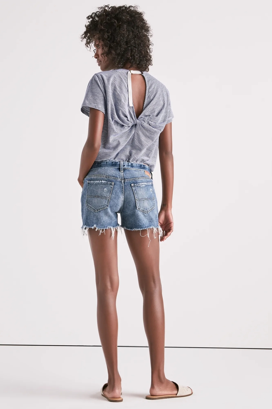 BOYFRIEND DENIM SHORT WITH TIE, image 3