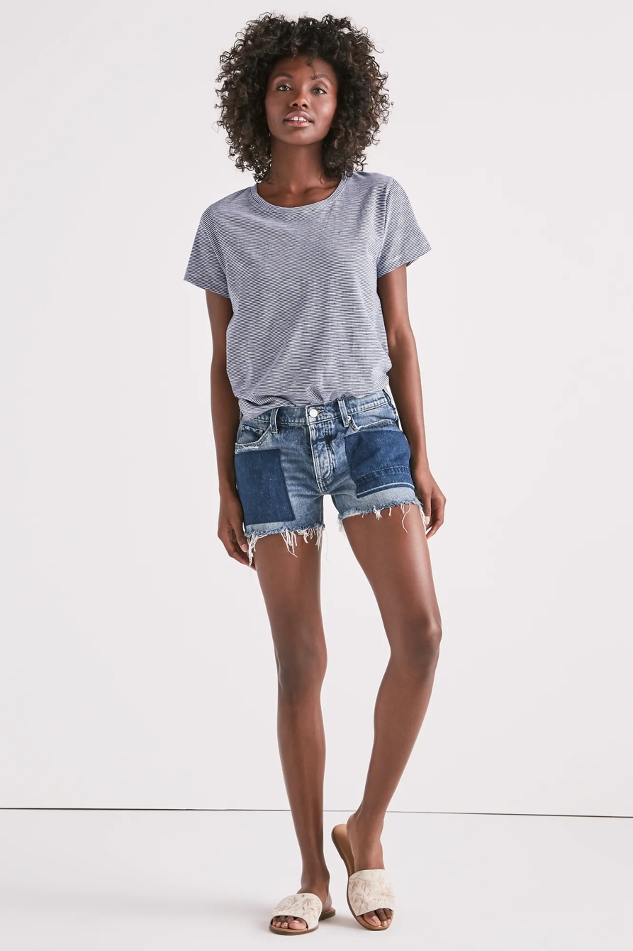 BOYFRIEND DENIM SHORT WITH TIE, image 4