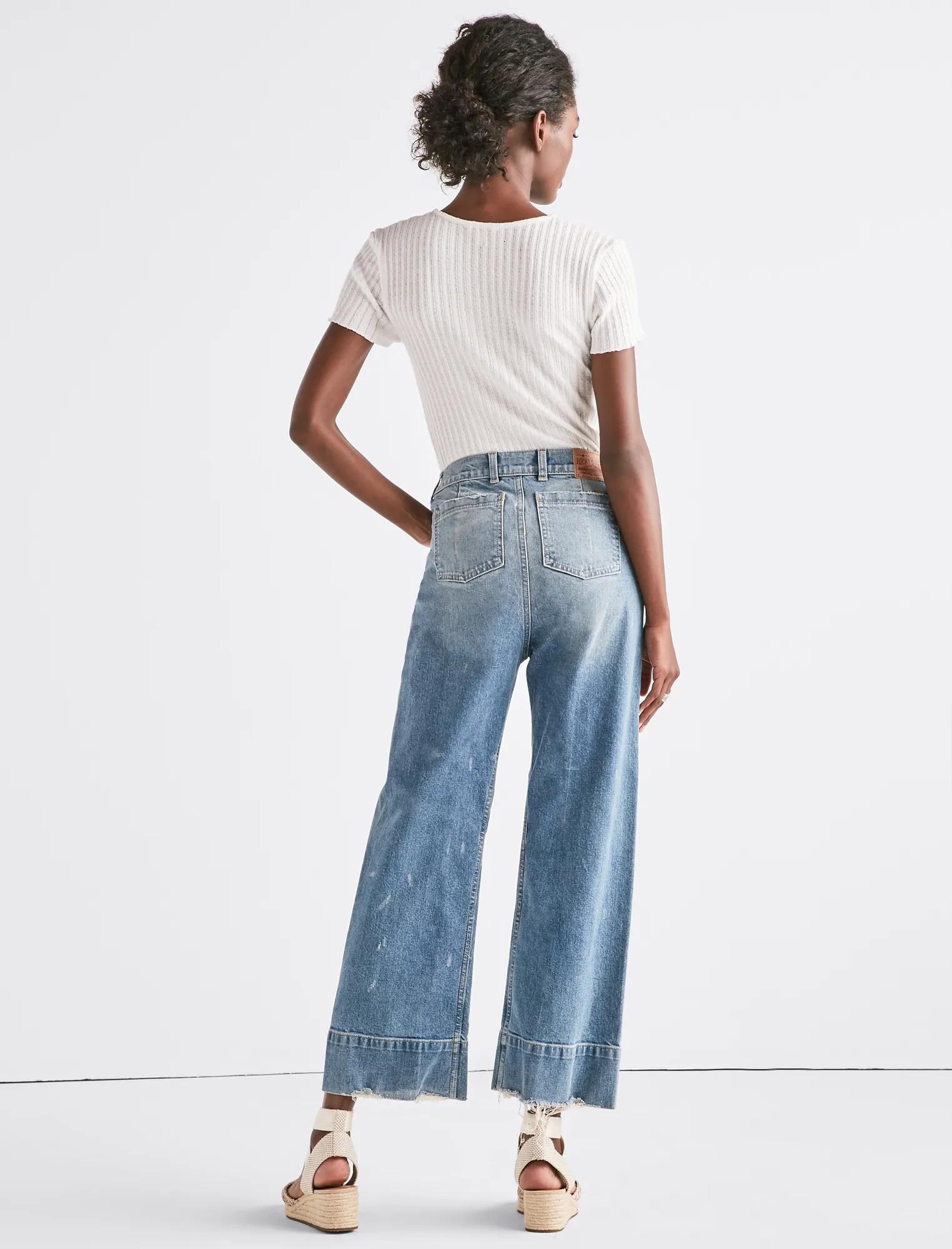 WIDE LEG DENIM CROP TROUSER IN SEA LANE, image 3
