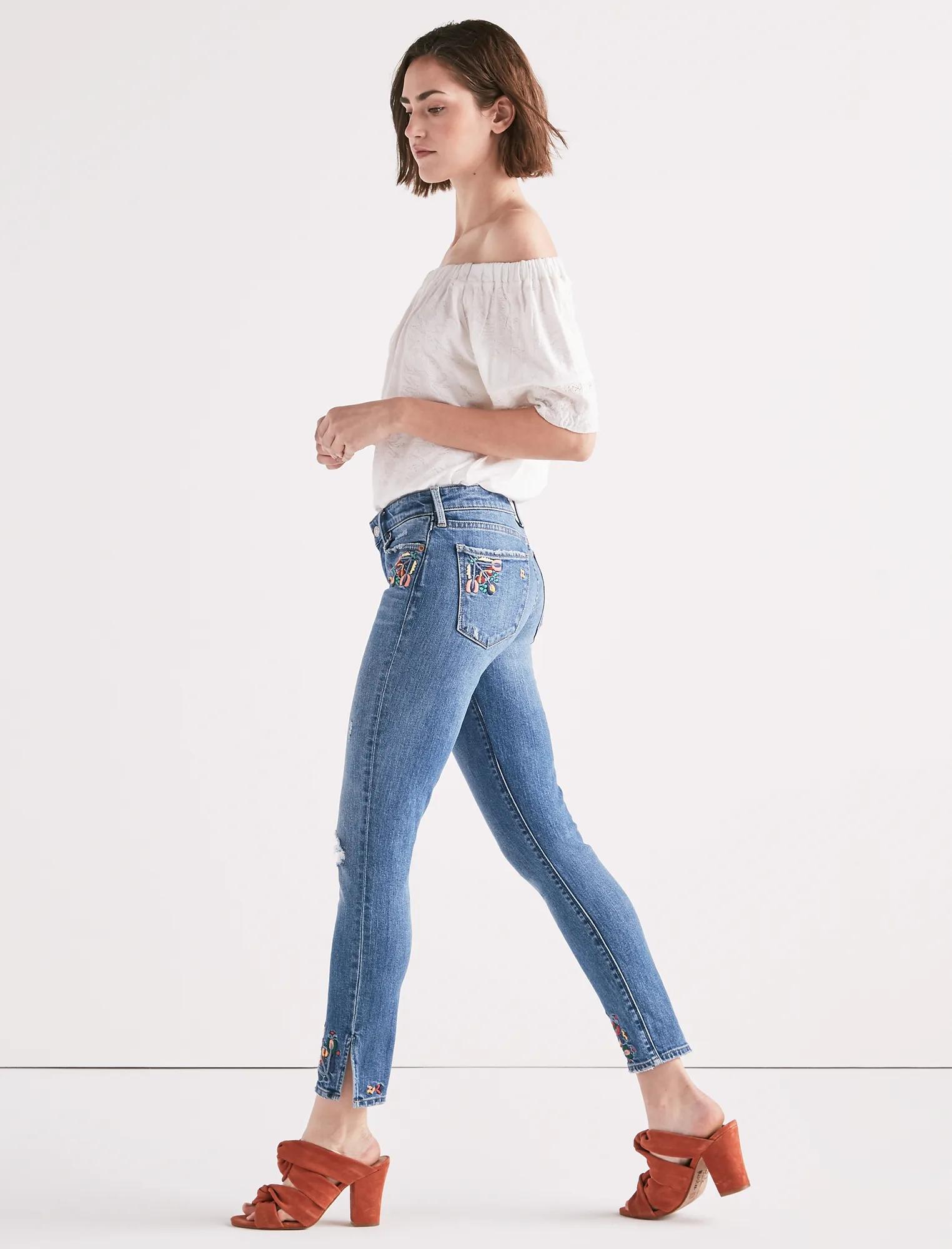 AVA MID RISE SKINNY JEAN WITH EMBROIDERY, image 2