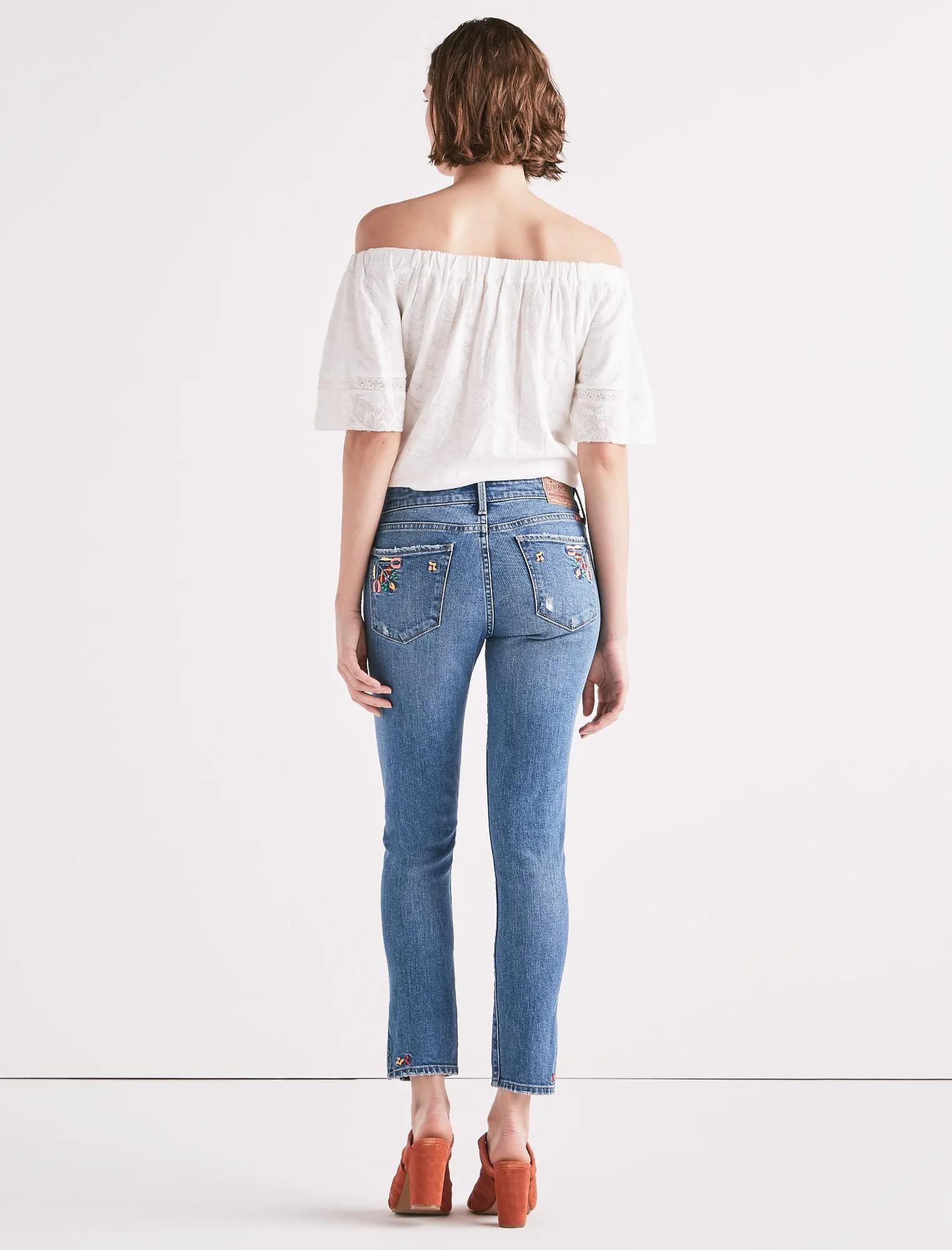 AVA MID RISE SKINNY JEAN WITH EMBROIDERY, image 3