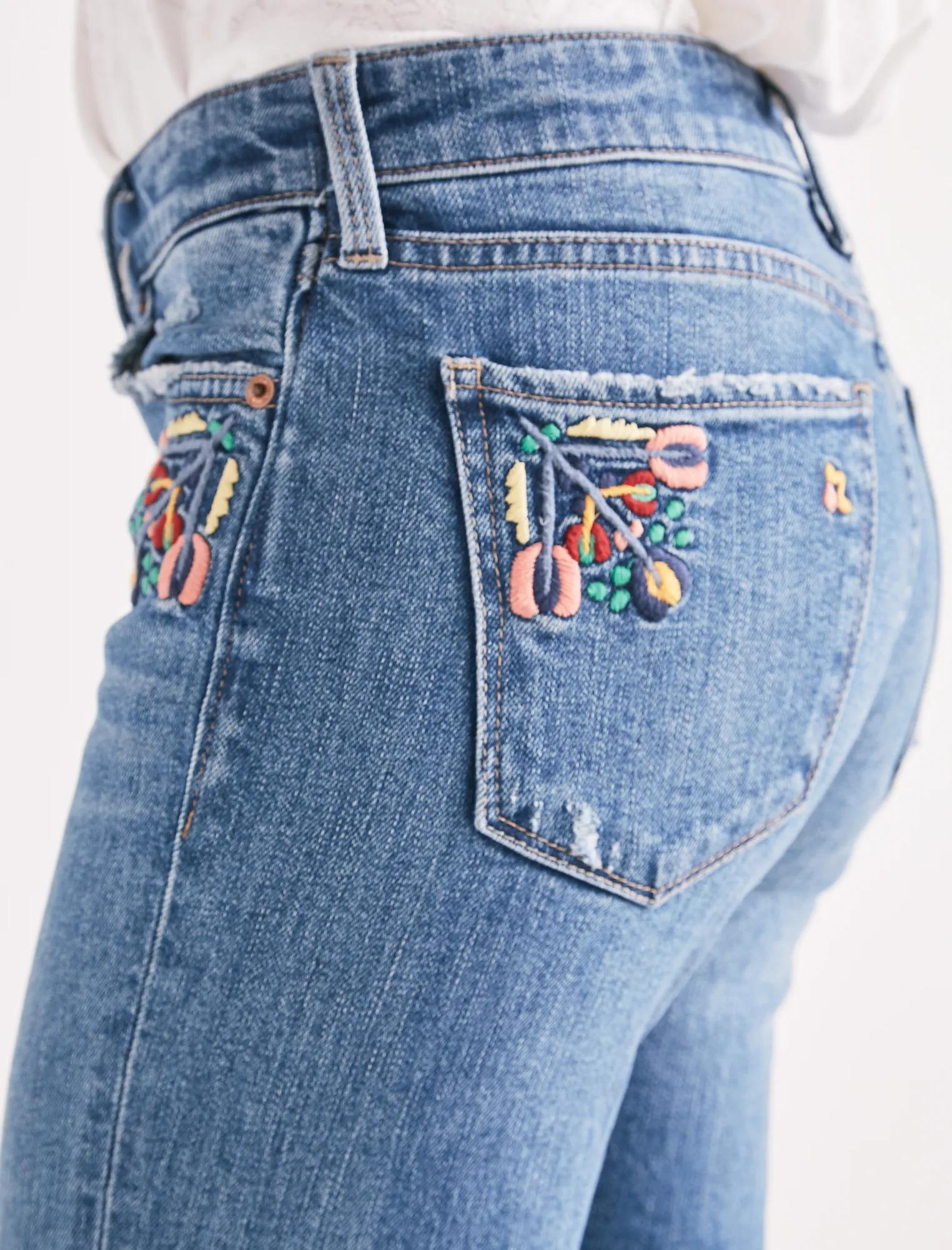 AVA MID RISE SKINNY JEAN WITH EMBROIDERY, image 4