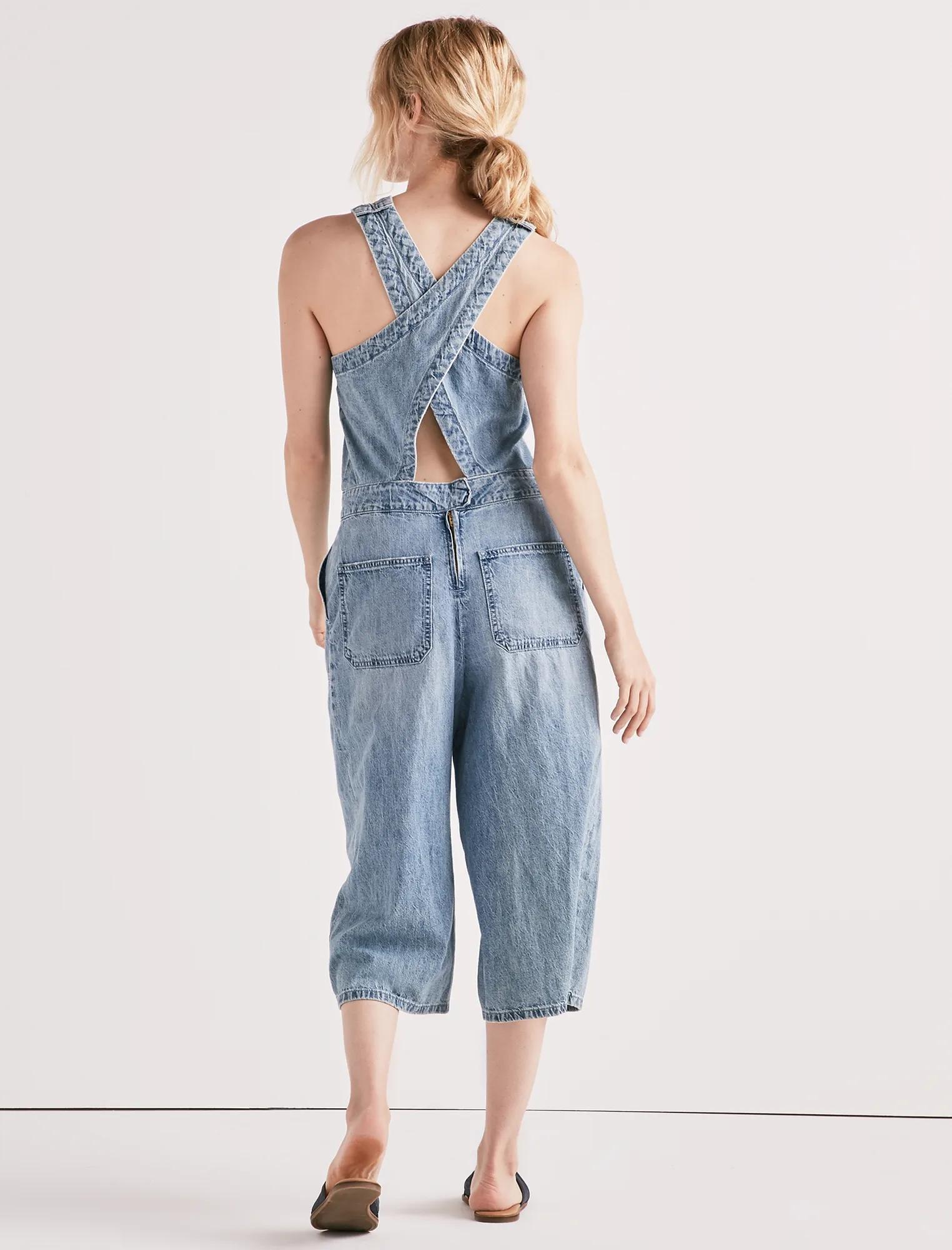 CHAMBRAY CROSSBACK CULOTTE JUMPSUIT, image 2