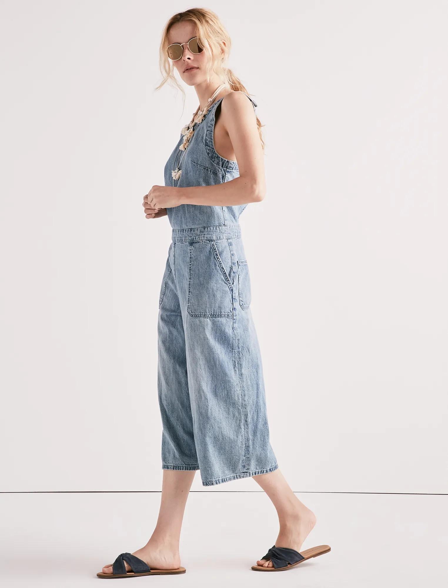 CHAMBRAY CROSSBACK CULOTTE JUMPSUIT, image 3
