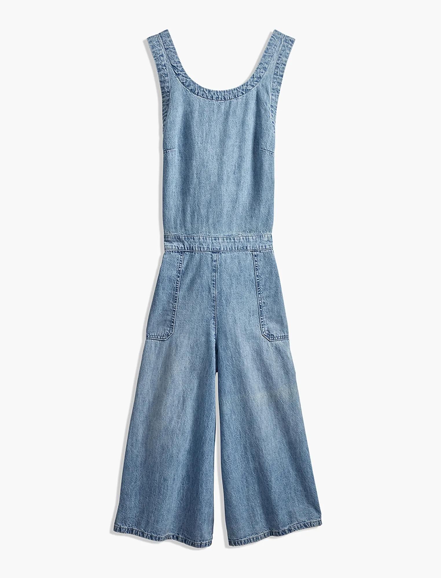 CHAMBRAY CROSSBACK CULOTTE JUMPSUIT, image 4