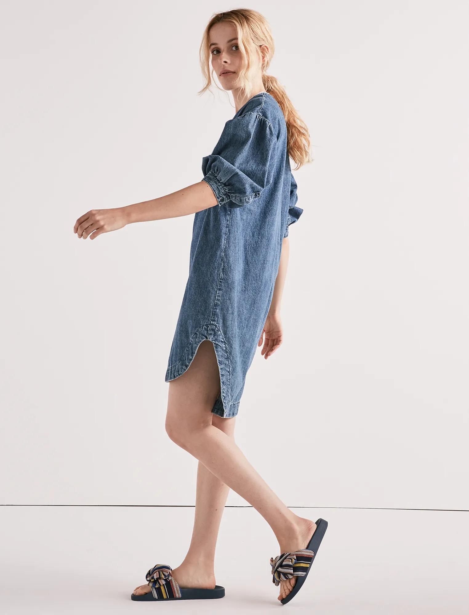POPOVER DENIM DRESS WITH FRONT POCKET, image 2