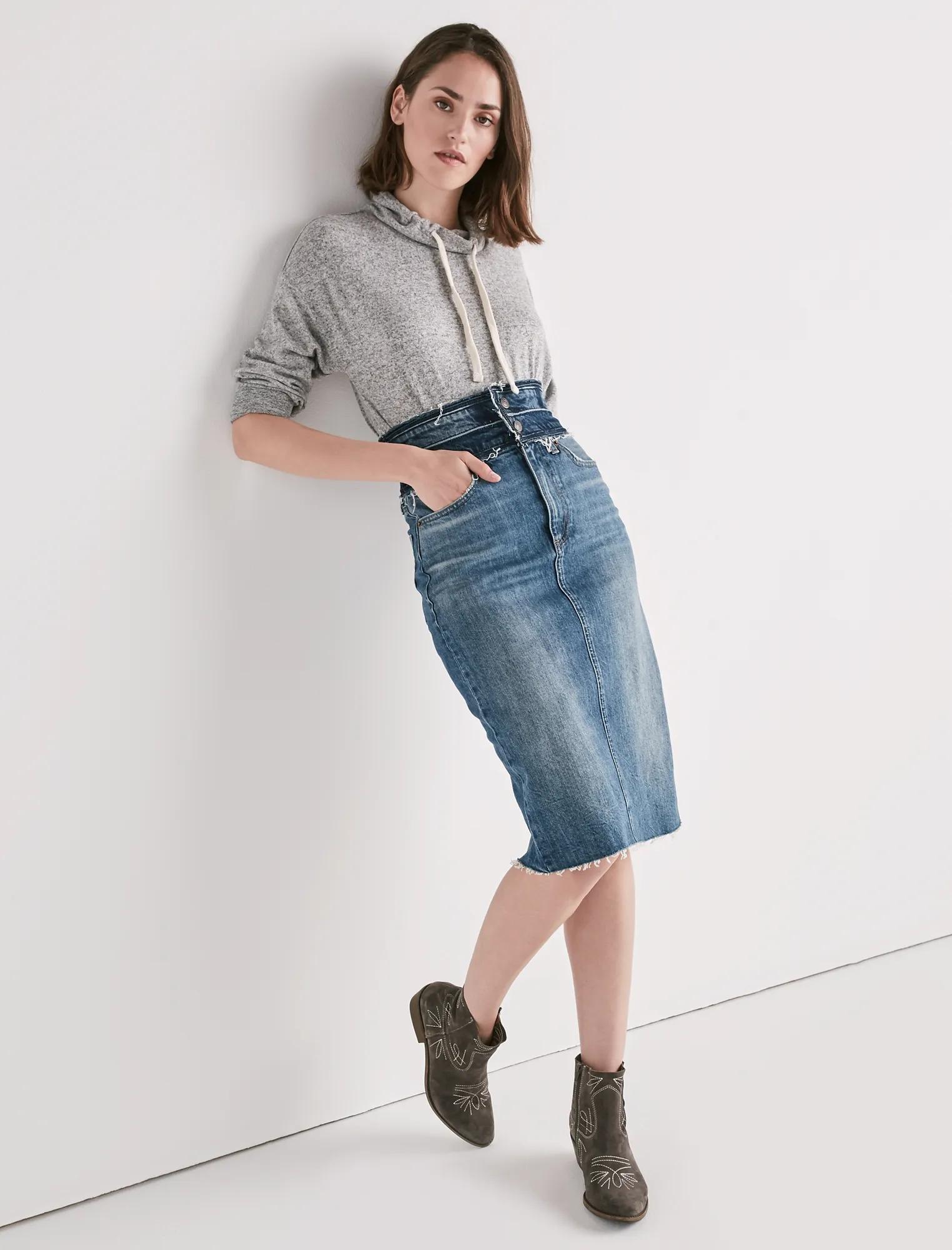 Remade Stacked Waist Pencil Skirt, image 1