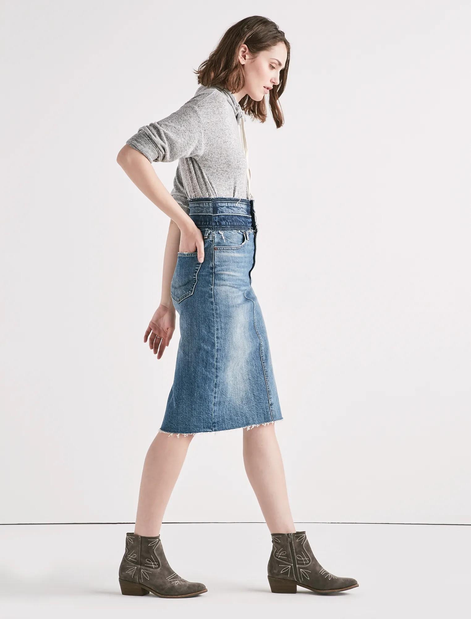 Remade Stacked Waist Pencil Skirt, image 2