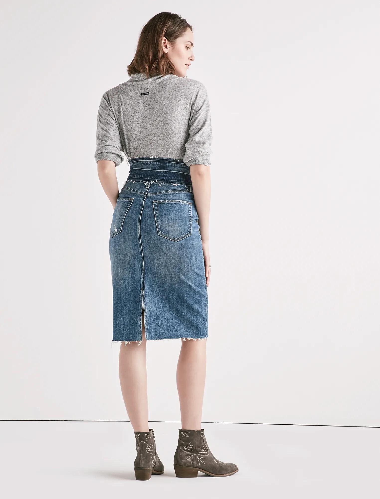 Remade Stacked Waist Pencil Skirt, image 3