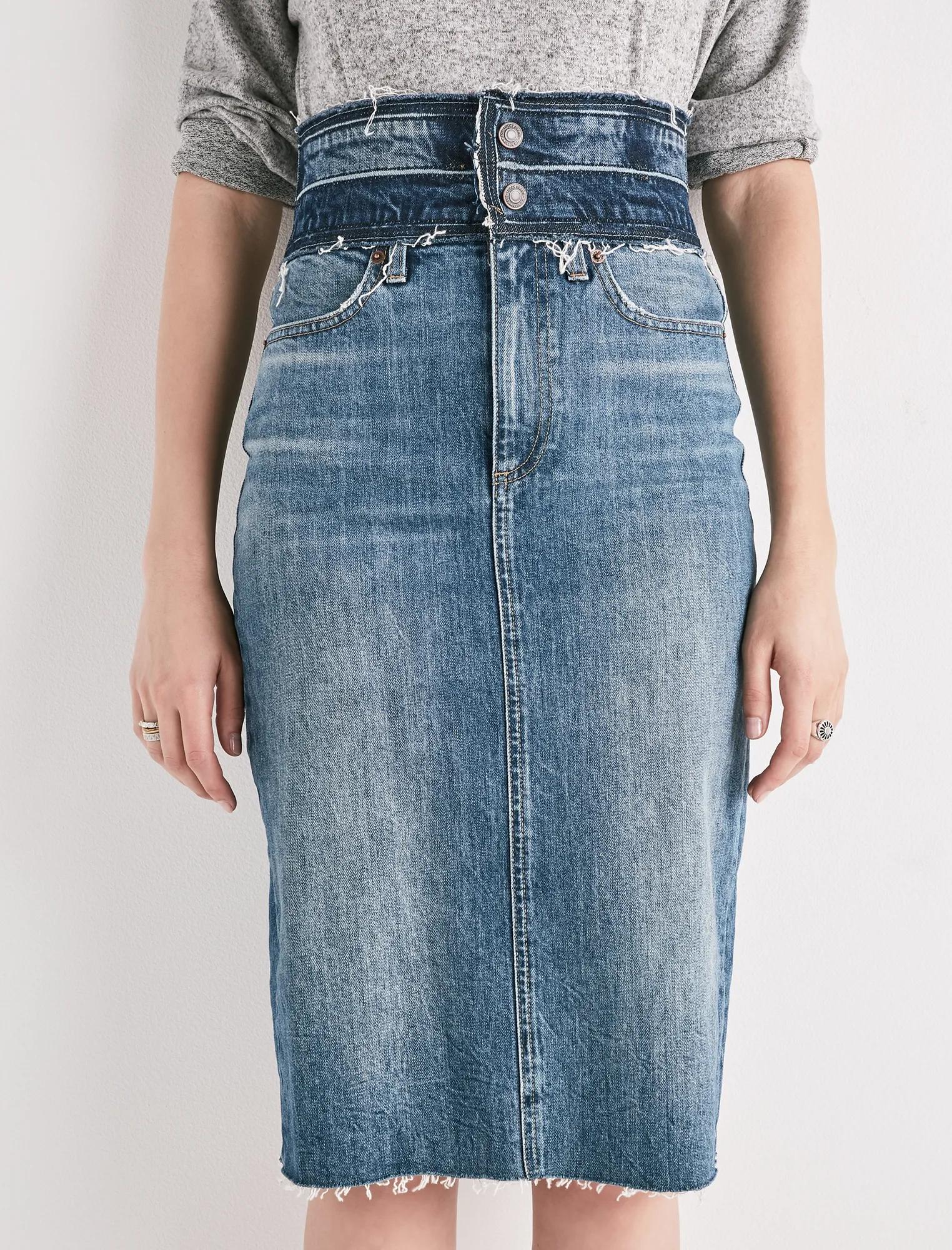 Remade Stacked Waist Pencil Skirt, image 4