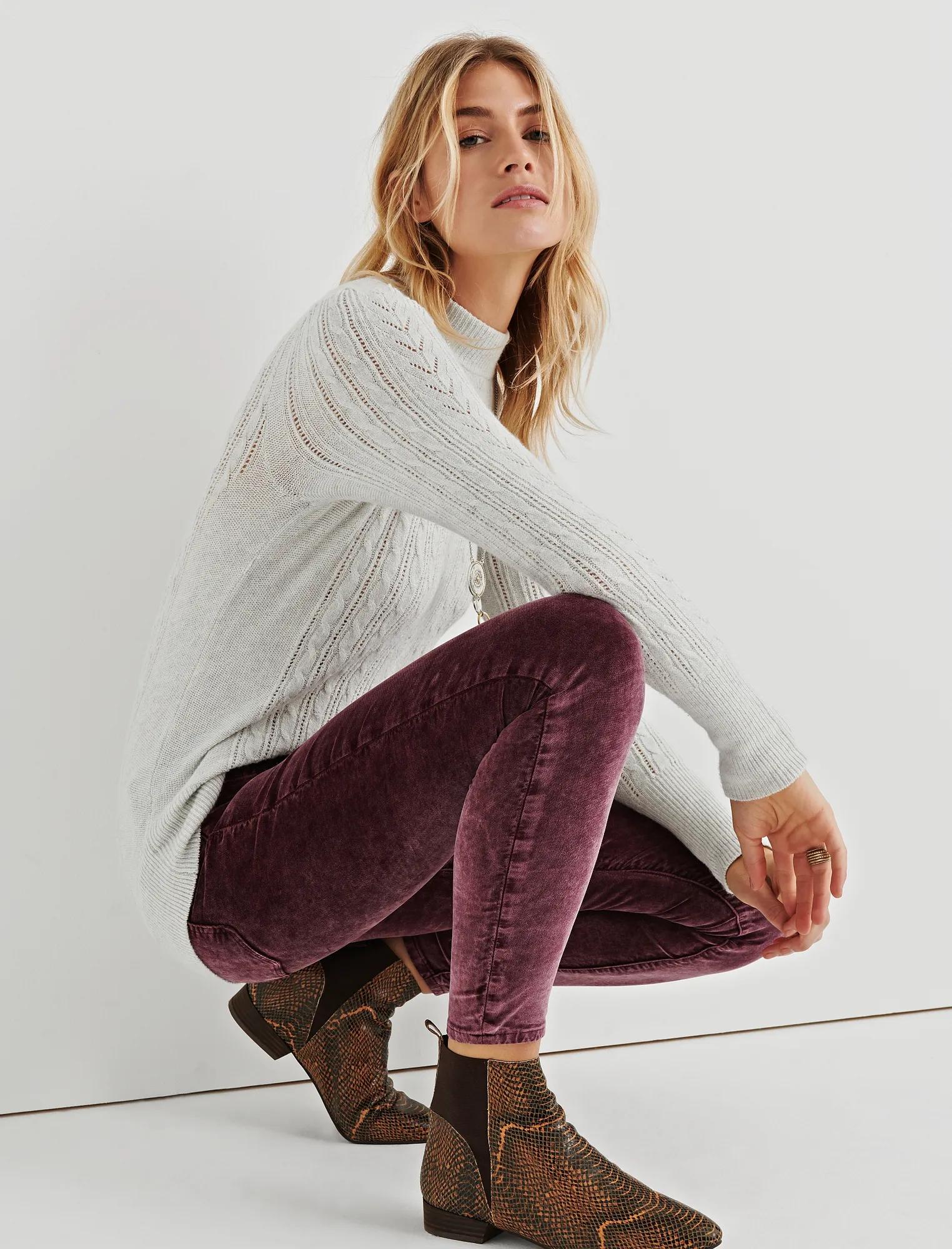 AVA MID RISE SKINNY VELVET PANT, image 2