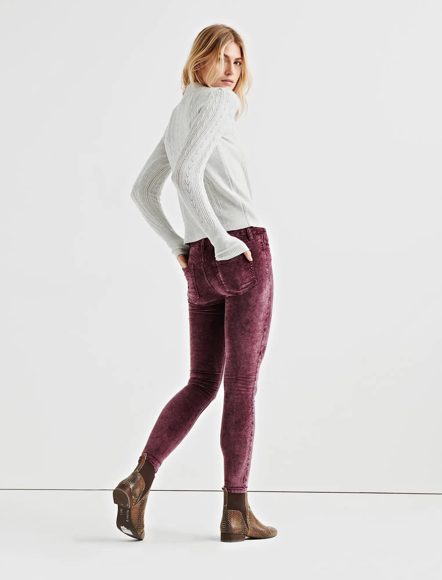 AVA MID RISE SKINNY VELVET PANT, image 3