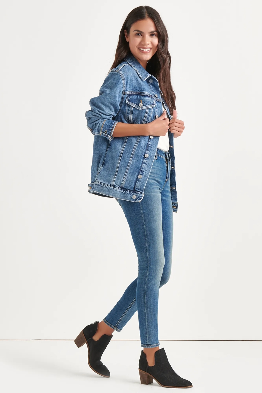 Totally Lucky Patch Boyfriend Trucker Jacket, image 2