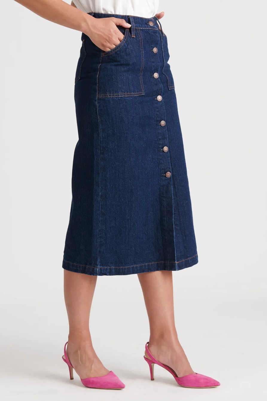 BUTTON THRU MIDI SKIRT, image 2