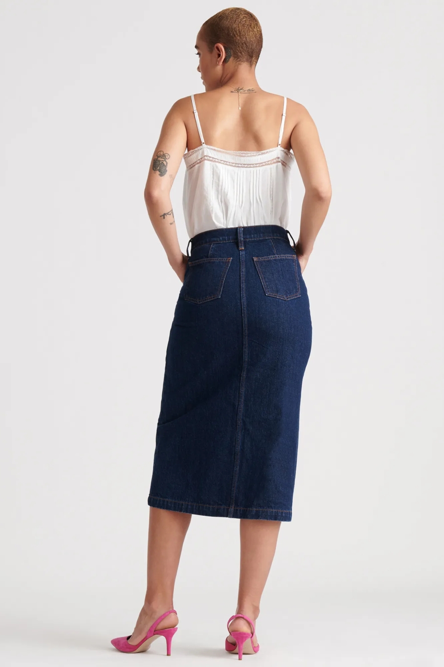 BUTTON THRU MIDI SKIRT, image 4