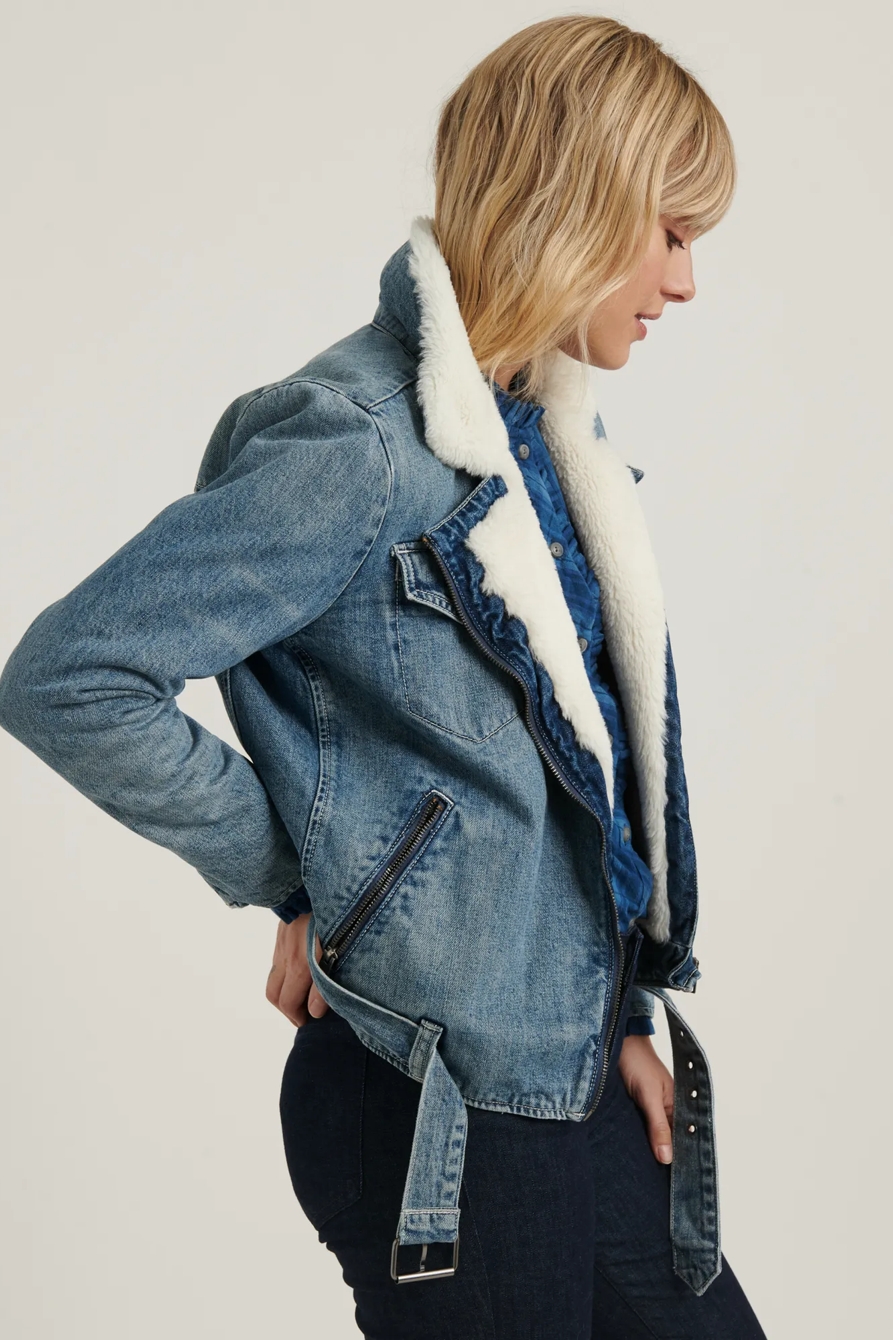 MOTO FAUX FUR DENIM JACKET, image 2