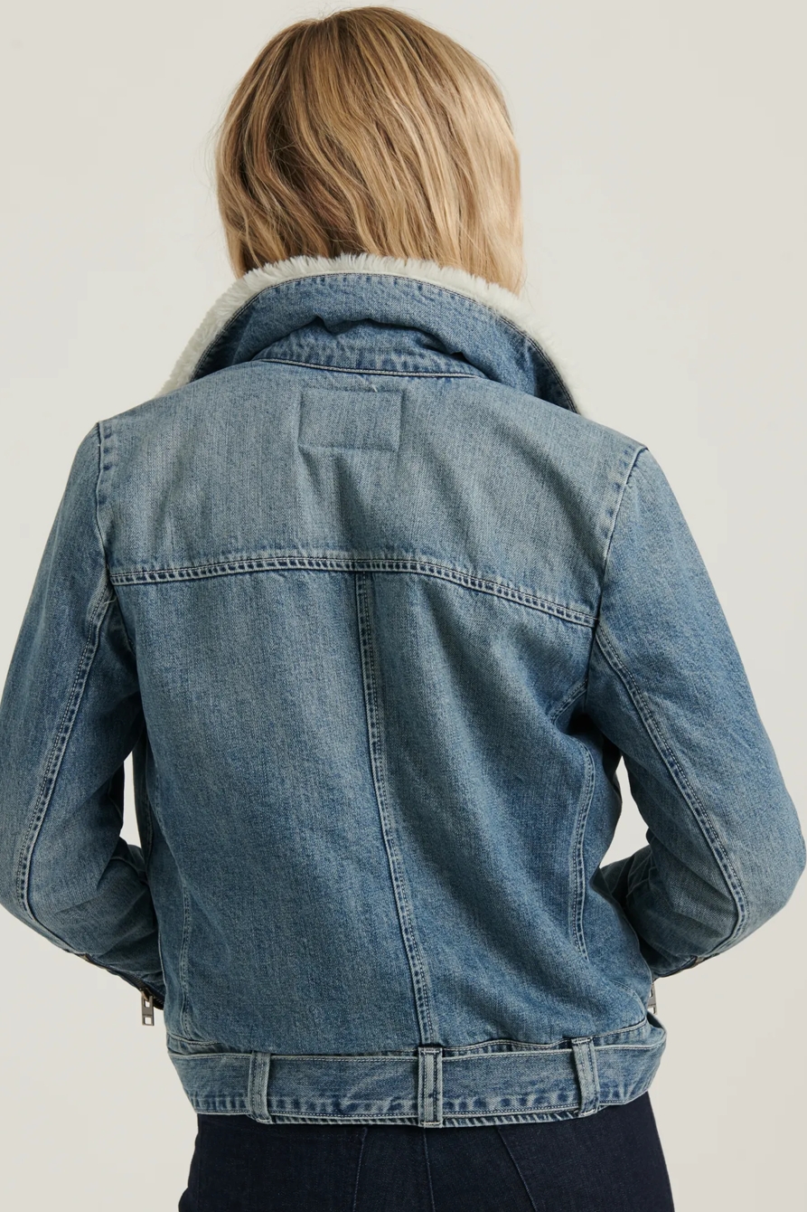 MOTO FAUX FUR DENIM JACKET, image 3