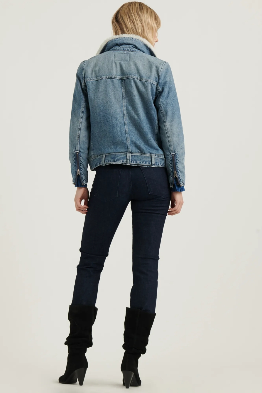 MOTO FAUX FUR DENIM JACKET, image 4