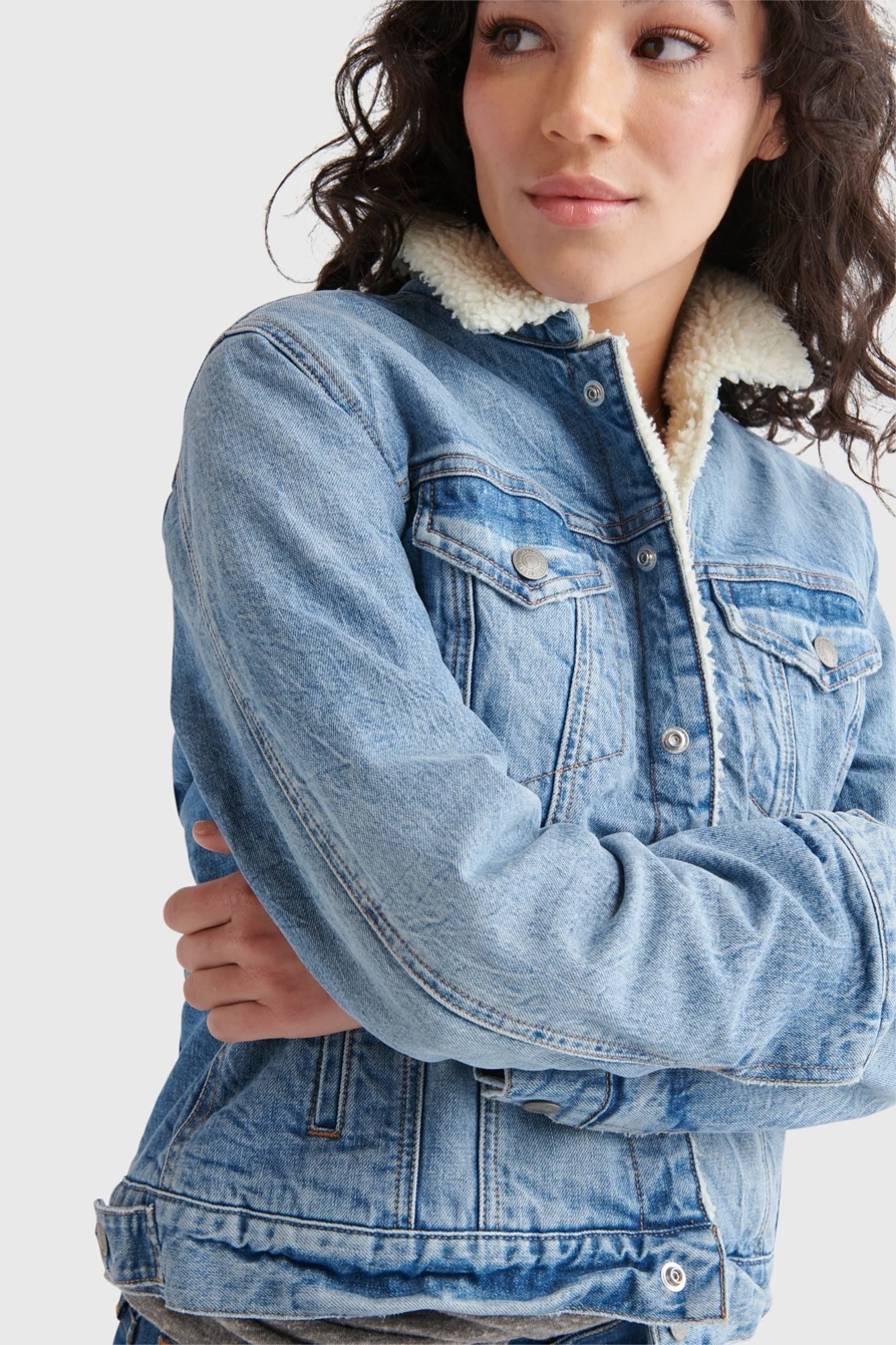 FAUX SHERPA DENIM JACKET, image 2